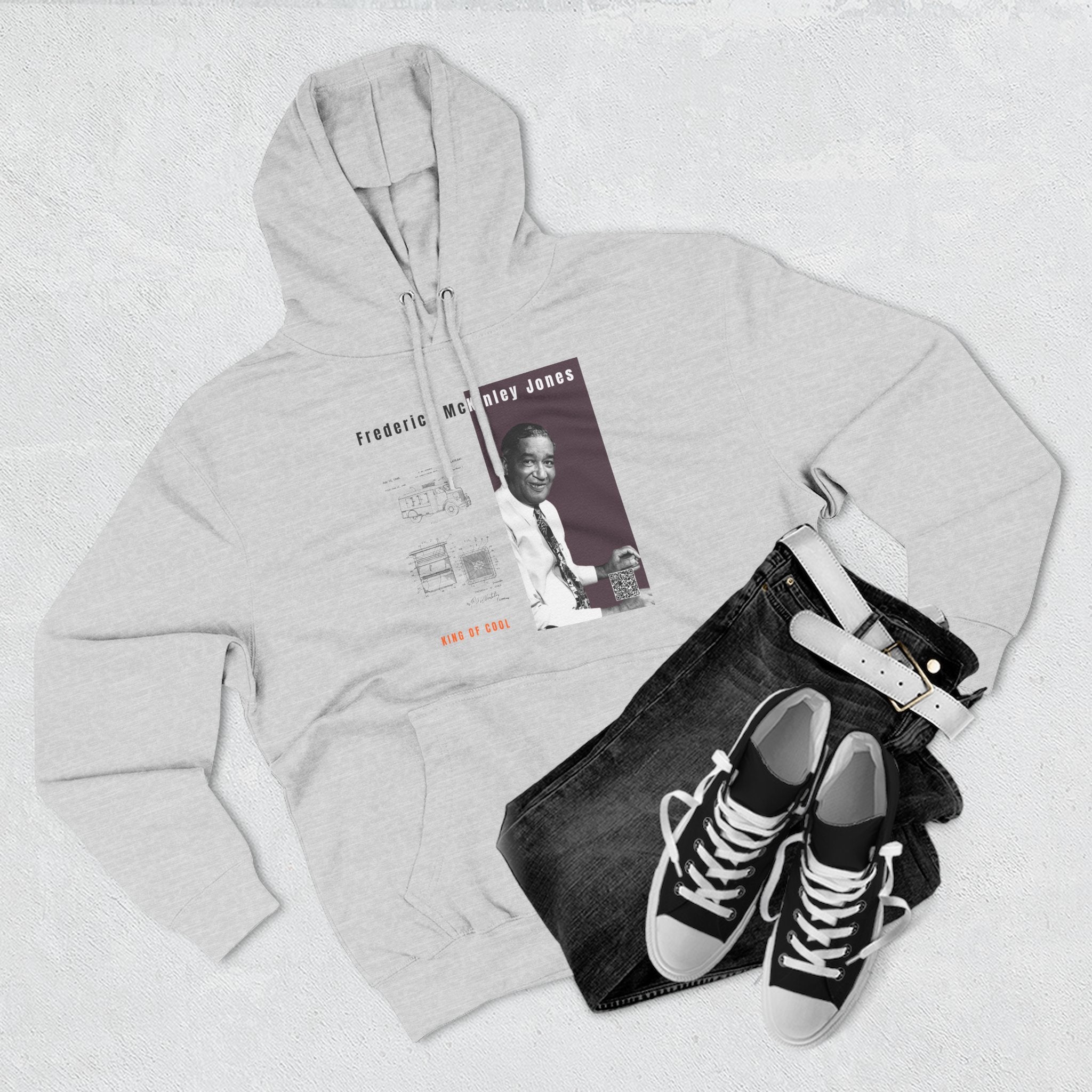 Frederick McKinley Jones, Unisex, Three-panel Historical Portrait Hoodie