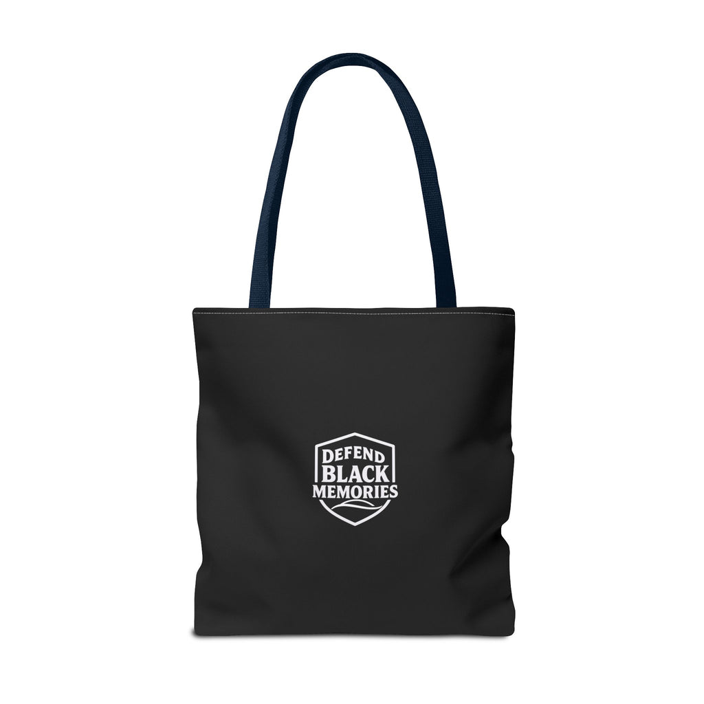 Granville T. Woods Historical Portrait Black Tote Bag (Trans/Dark Cerulean Block)