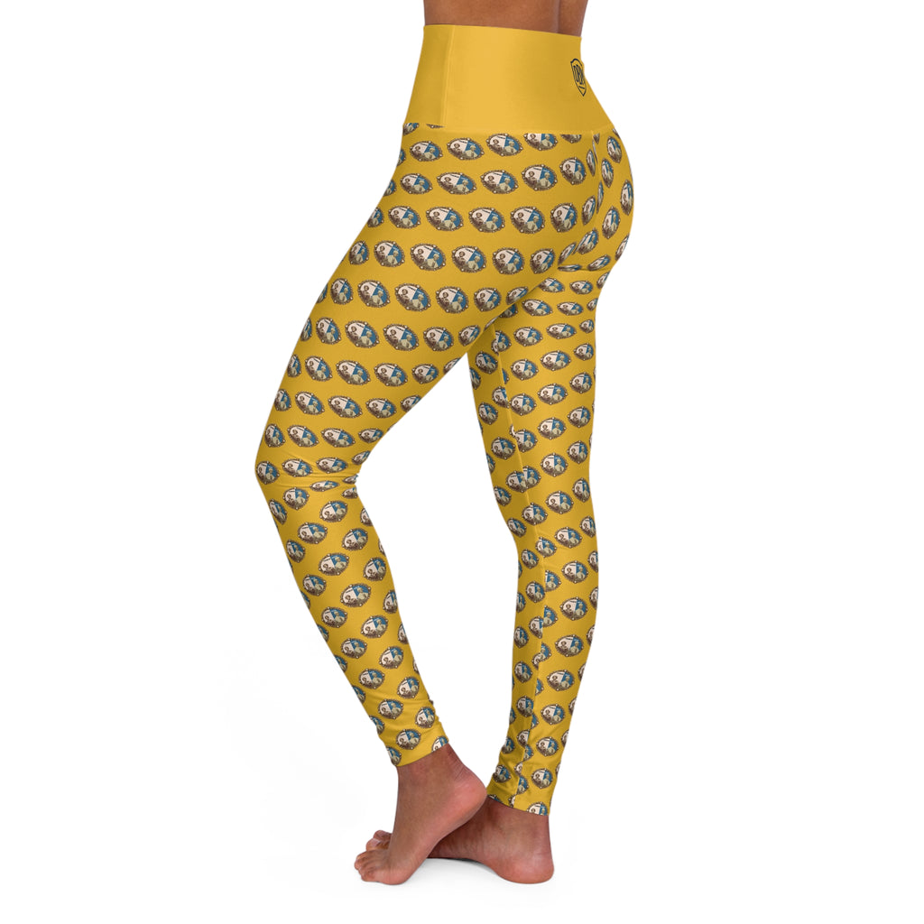 Tubman-Truth Brooch Design, High Waisted Yoga Leggings (Yellow)