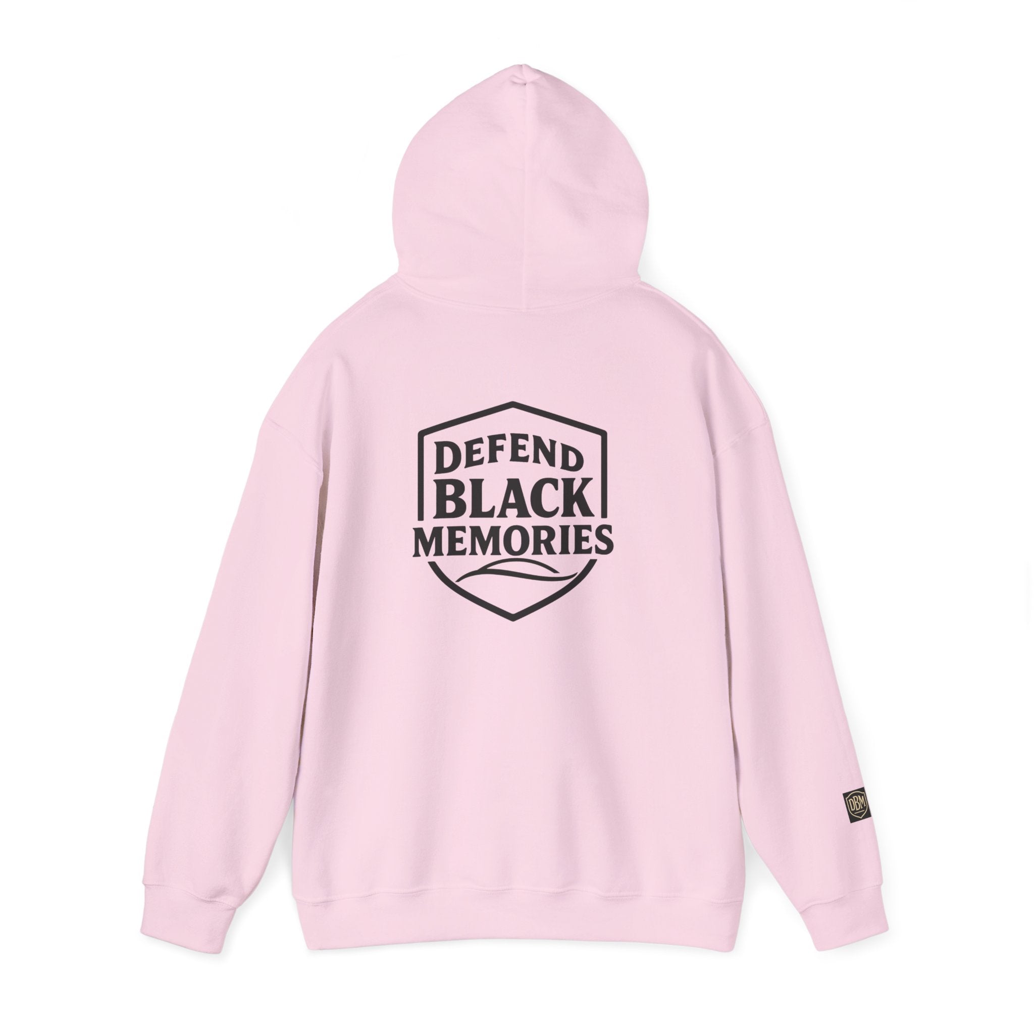 Defend Black Memories: Elijah McCoy Historical Black Portrait Big Back Logo Hoodie
