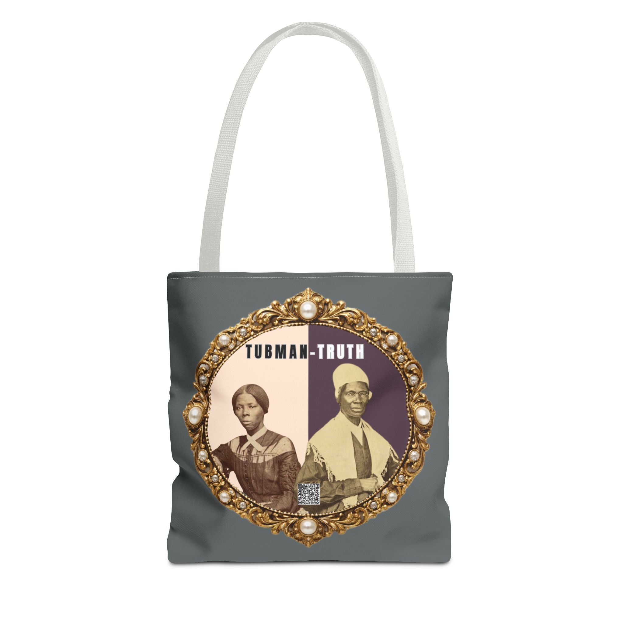 Tubman-Truth Brooch Graphic Tote Bag (Dark grey)