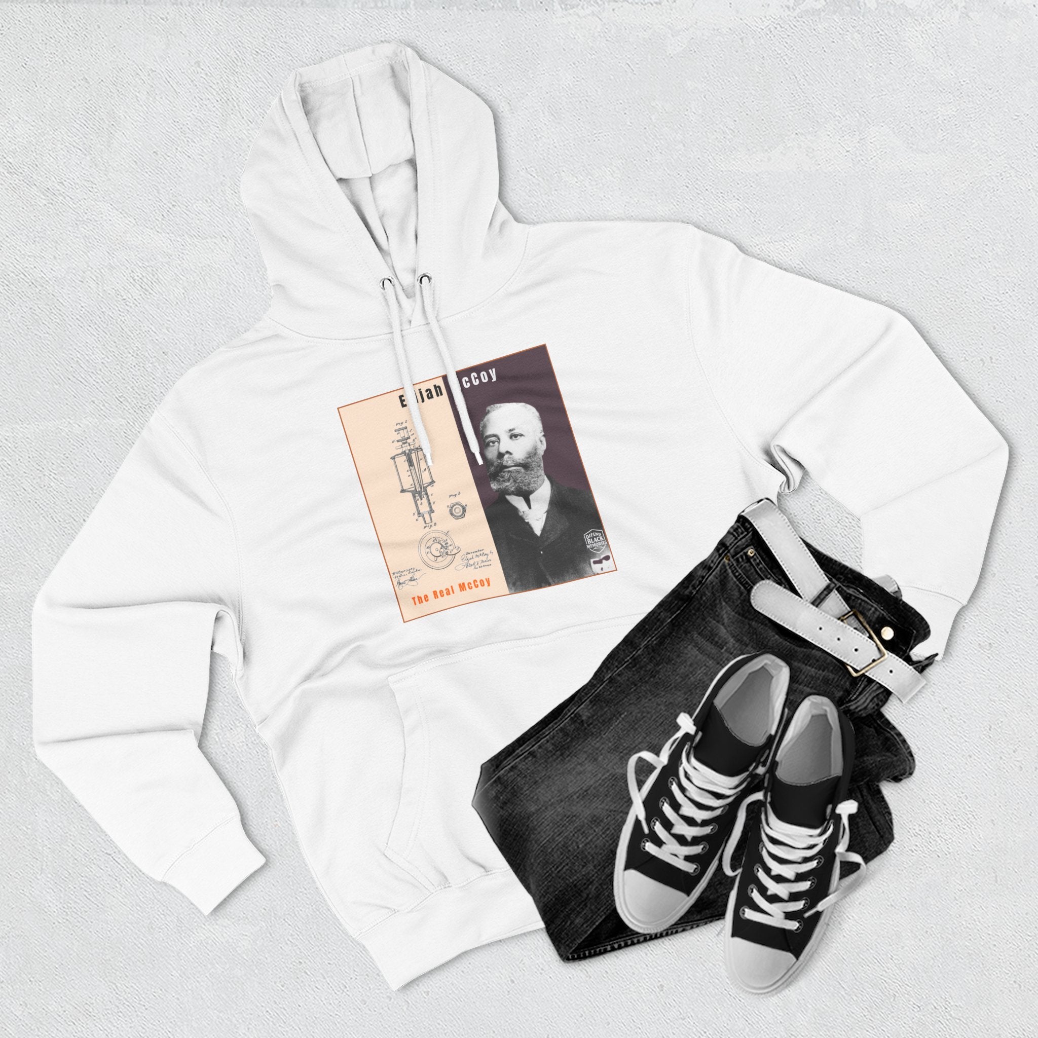 Elijah McCoy Three-Panel Design Hoodie-Historic Black Portrait Pullover (City Champs)