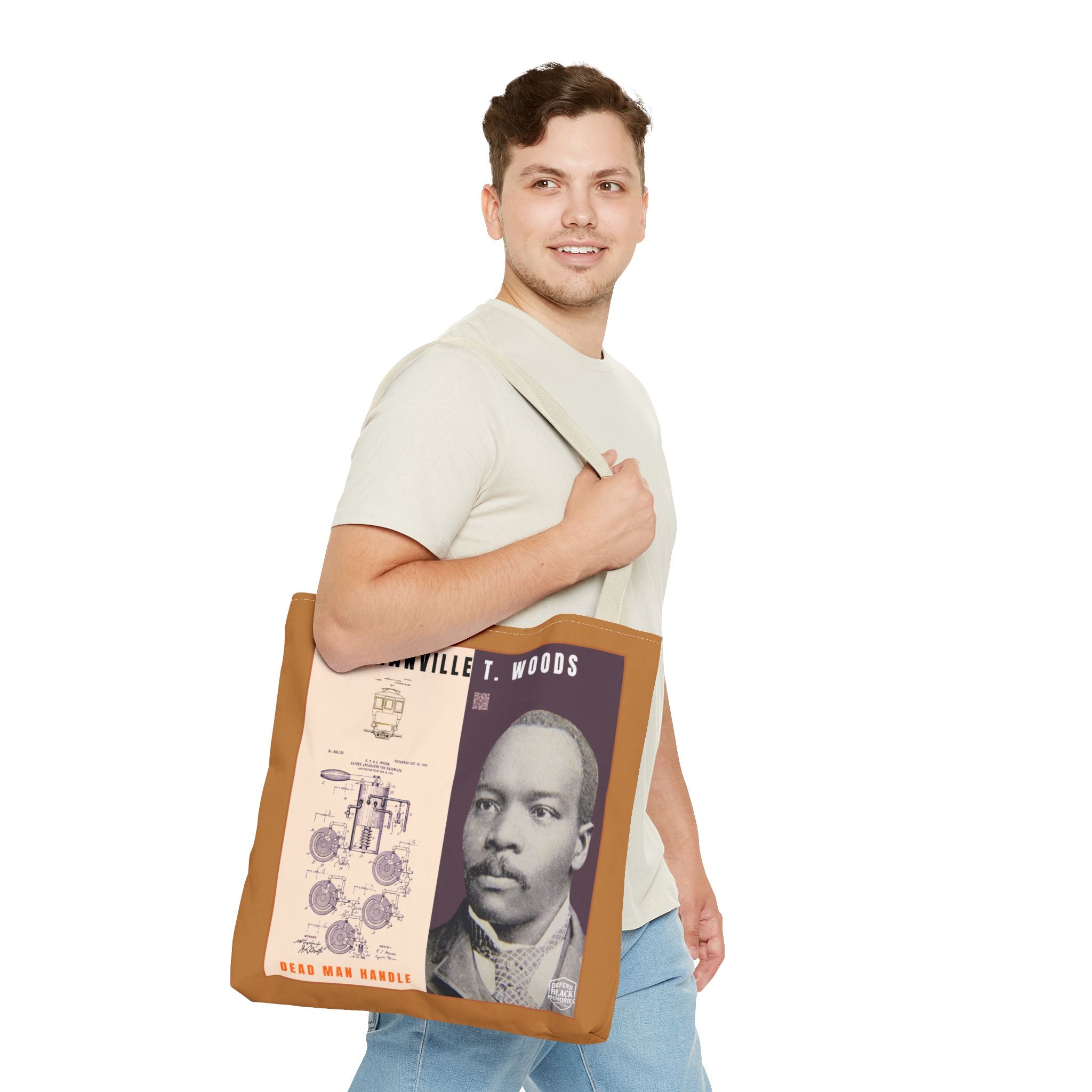 Granville T. Woods Historical Portrait Tote Bag (Light Brown)