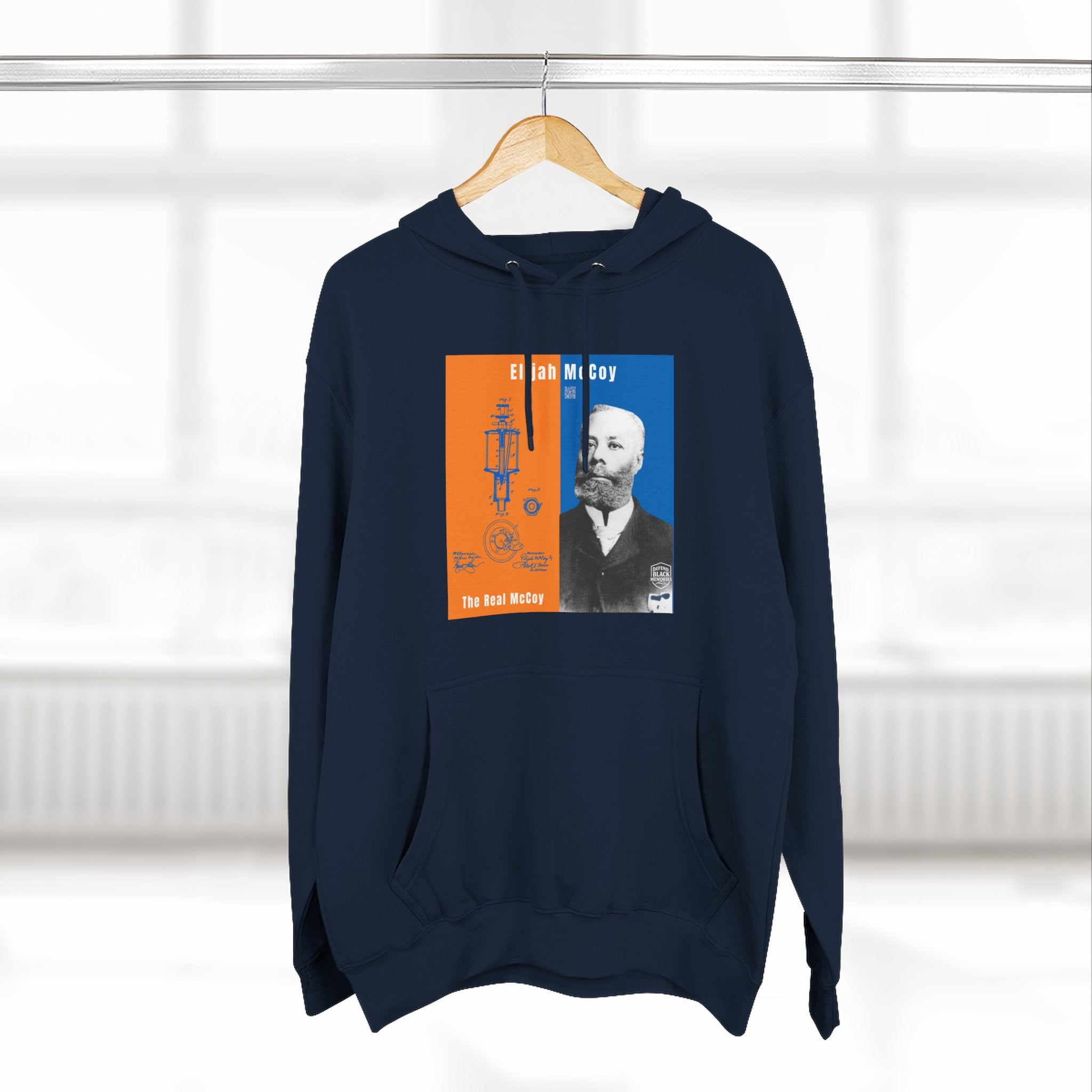 Elijah McCoy Three-Panel Design Hoodie-Historic Black Portrait Pullover (City Champs)
