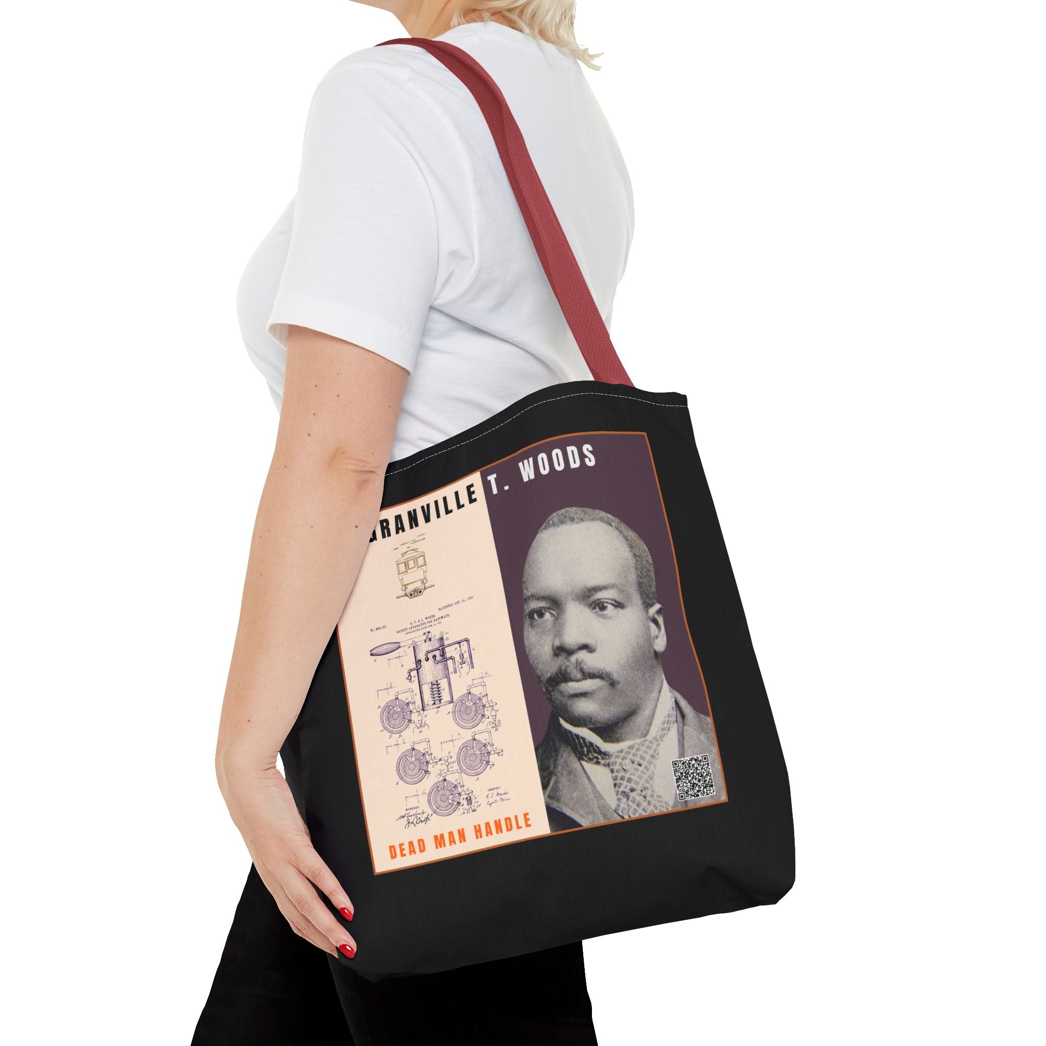 Granville T. Woods Historical Portrait Tote Bag (Black)