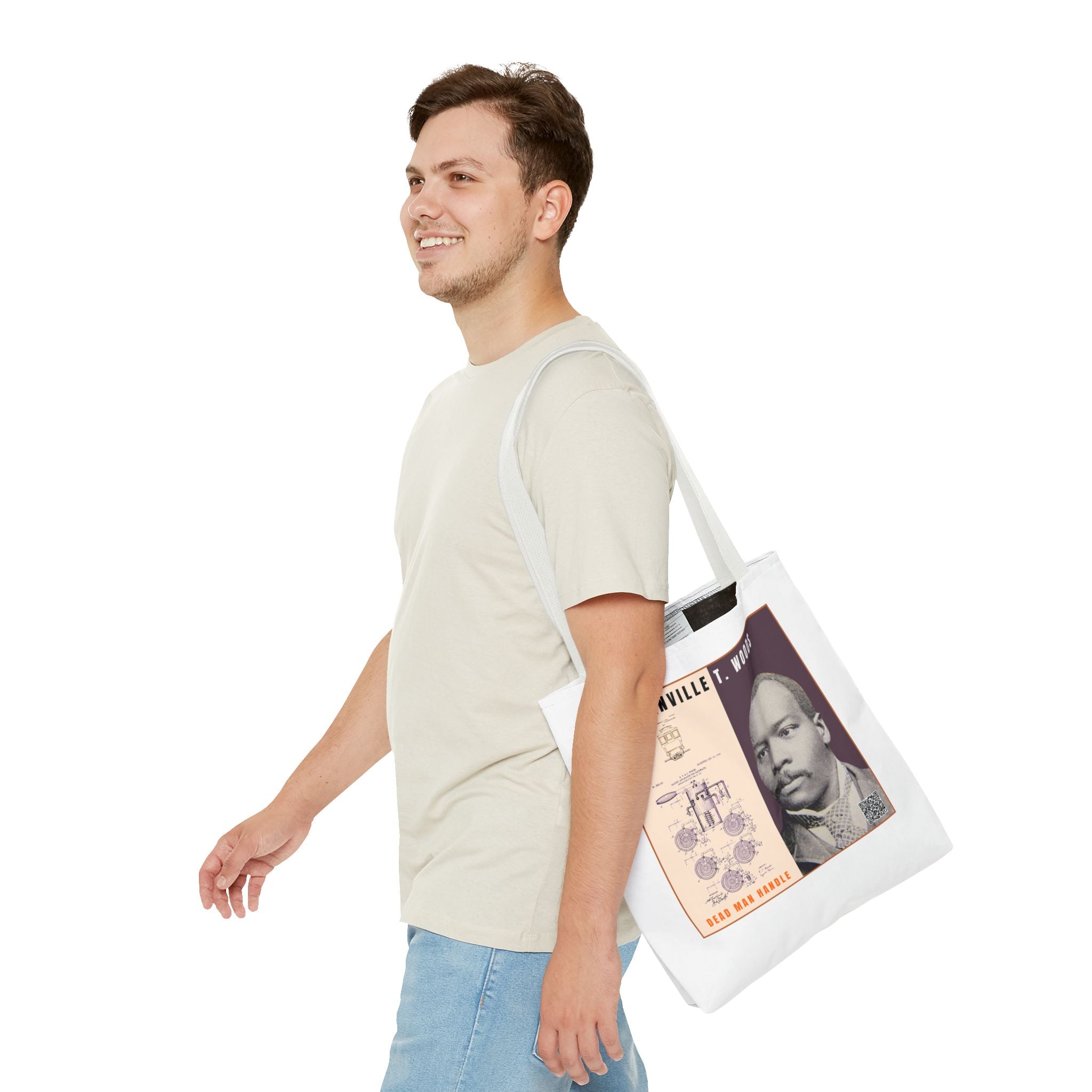 Granville T. Woods Historical Portrait Tote Bag (White)