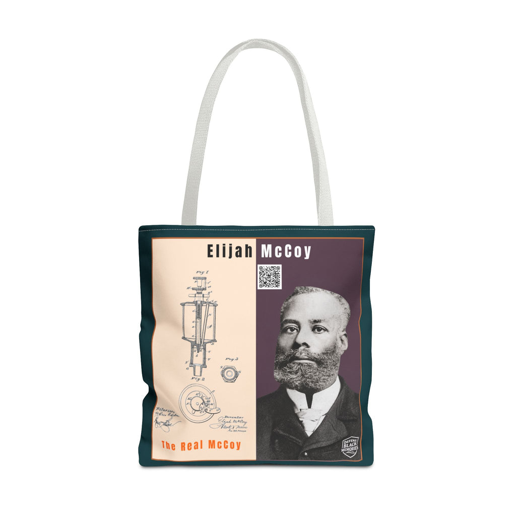 Elijah McCoy 'The Real McCoy' Tote Bag — Inspirational History Tribute (Muted Teal)