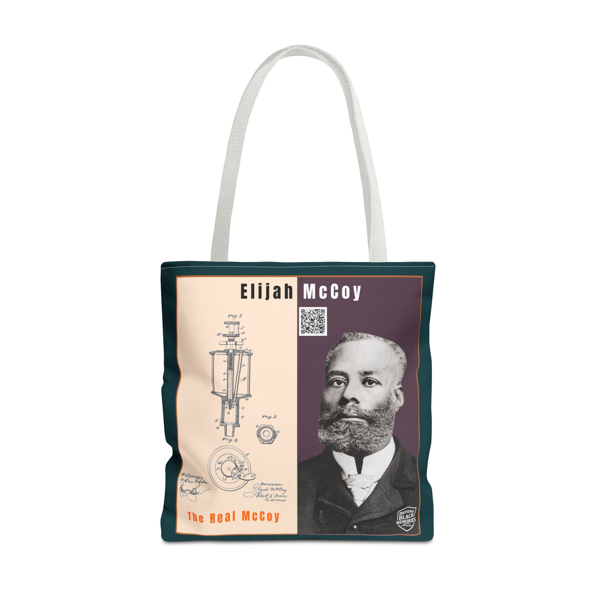 Elijah McCoy 'The Real McCoy' Tote Bag — Inspirational History Tribute (Muted Teal)