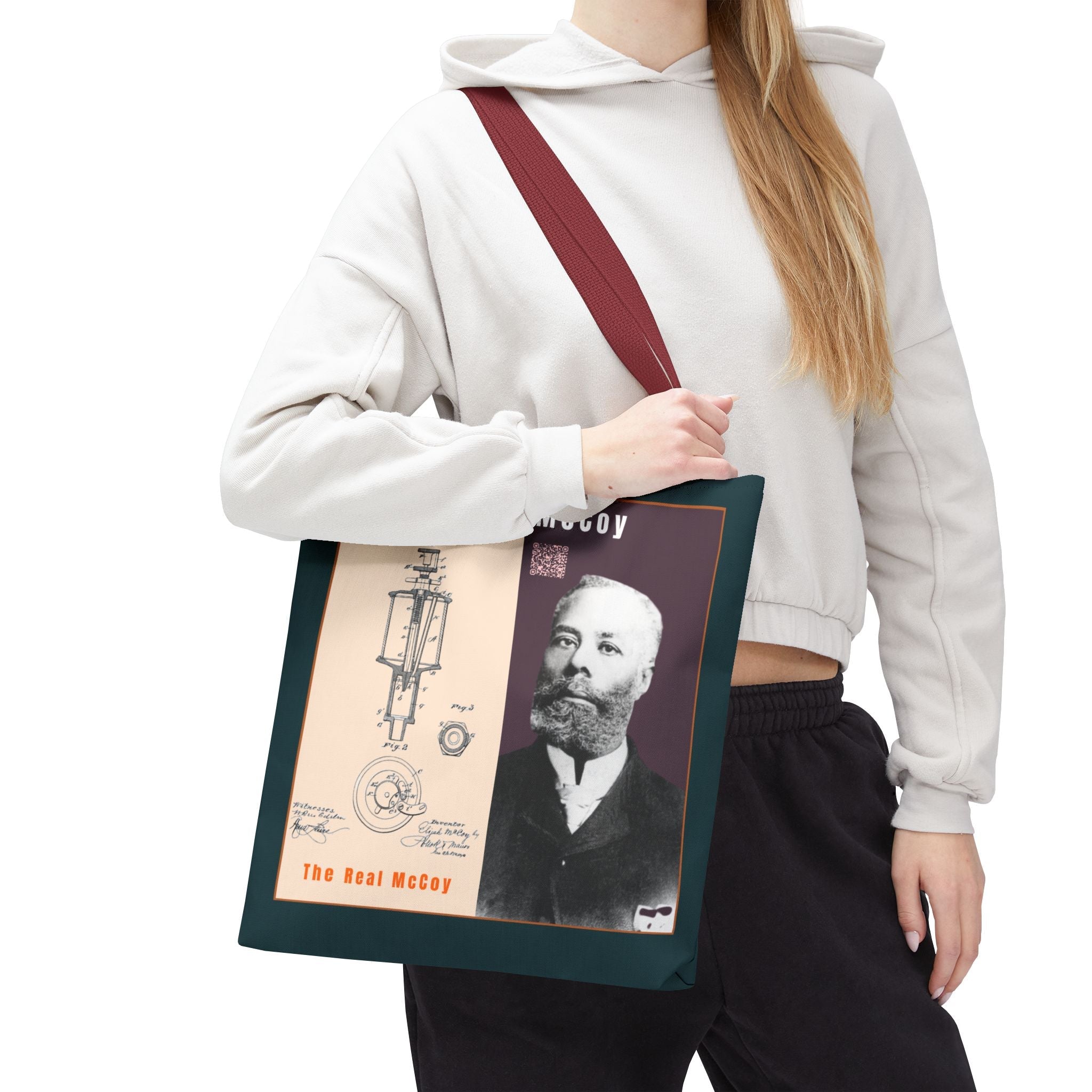 Elijah McCoy 'The Real McCoy' Tote Bag — Inspirational History Tribute (Muted Teal)