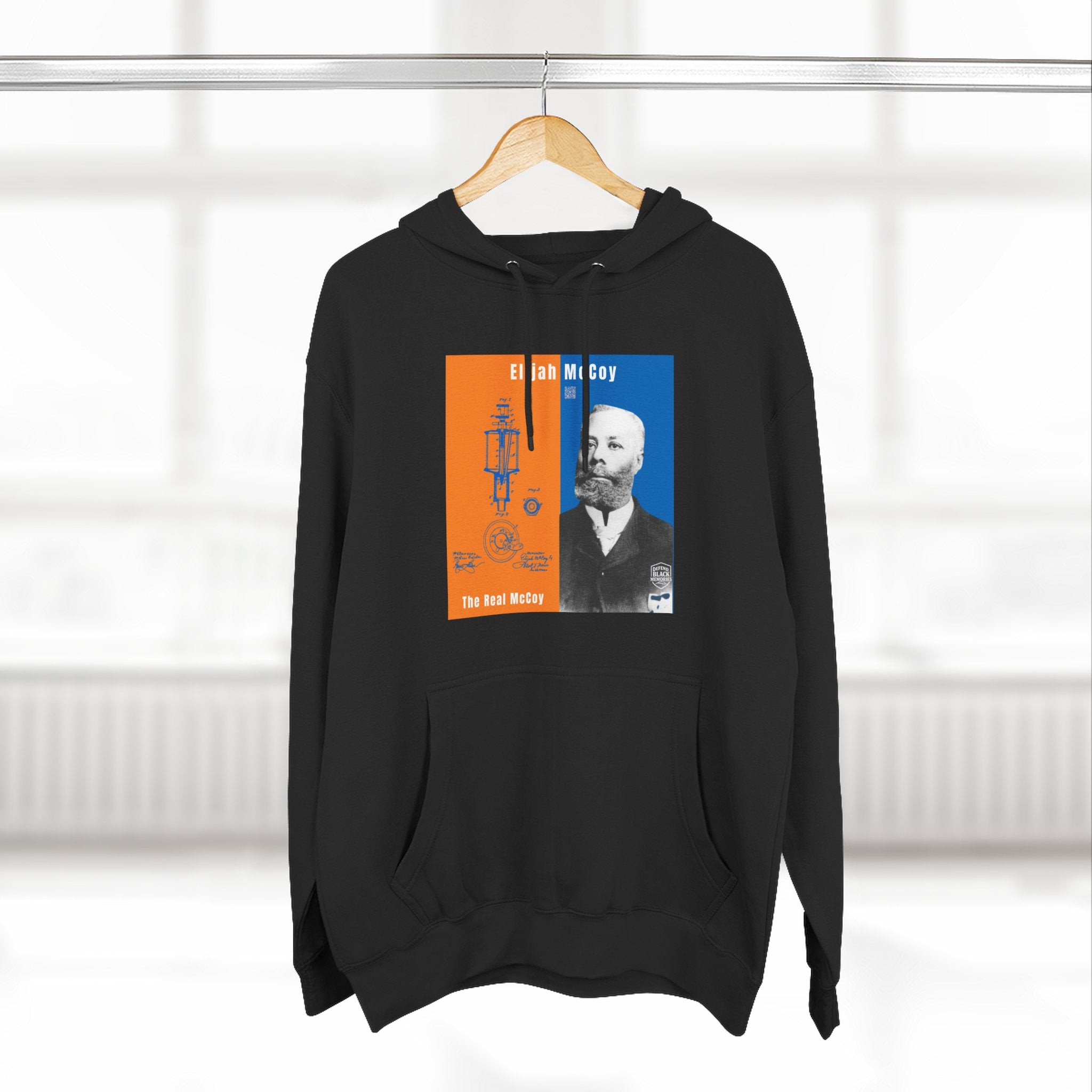 Elijah McCoy Three-Panel Design Hoodie-Historic Black Portrait Pullover (City Champs)