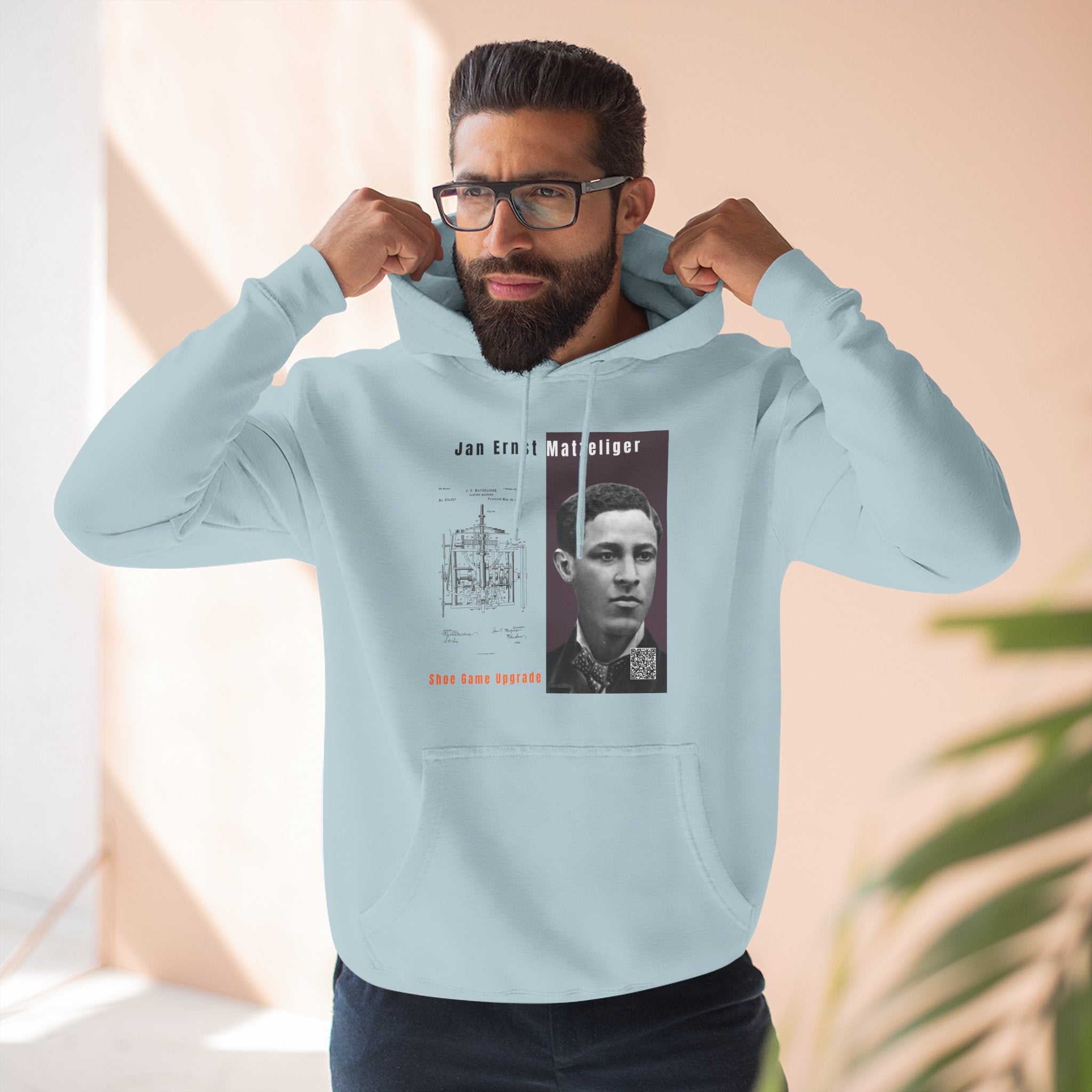 Defend Black Memories: Jan E. Matzeliger Three-Panel Historic Black Portrait Hoodie