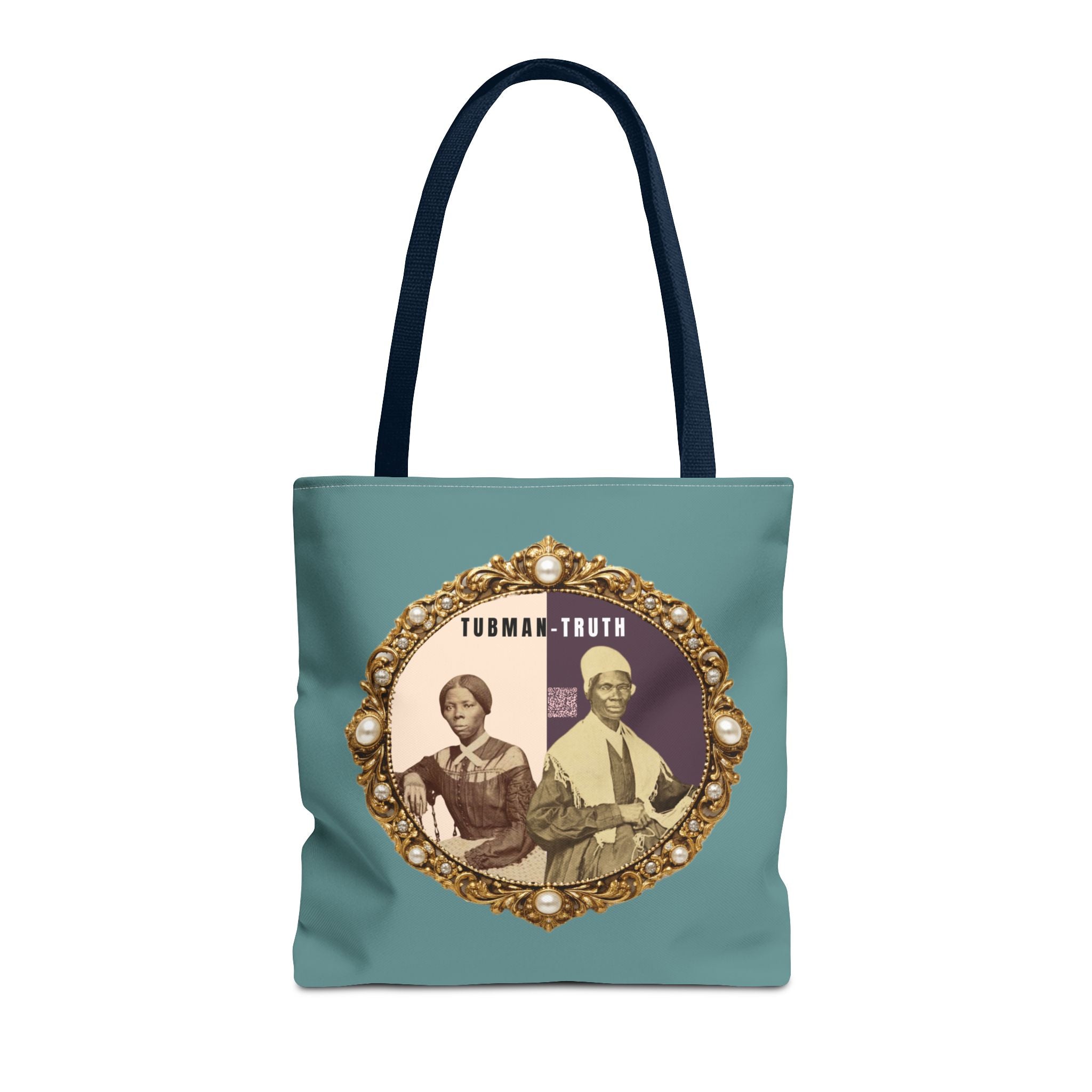 Tubman-Truth Brooch Graphic Tote Bag (Dark Teal)