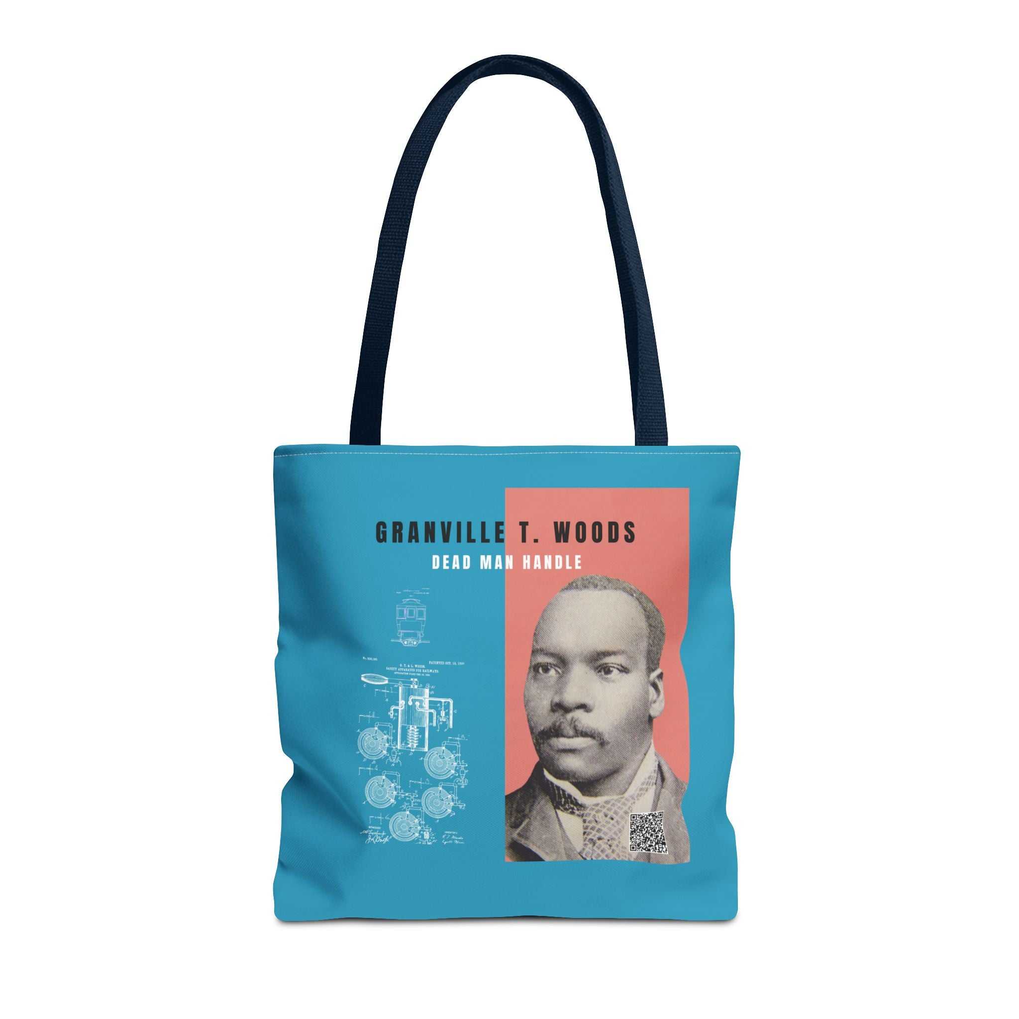 Granville T. Woods Historical Portrait Tote Bag (Turquoise)