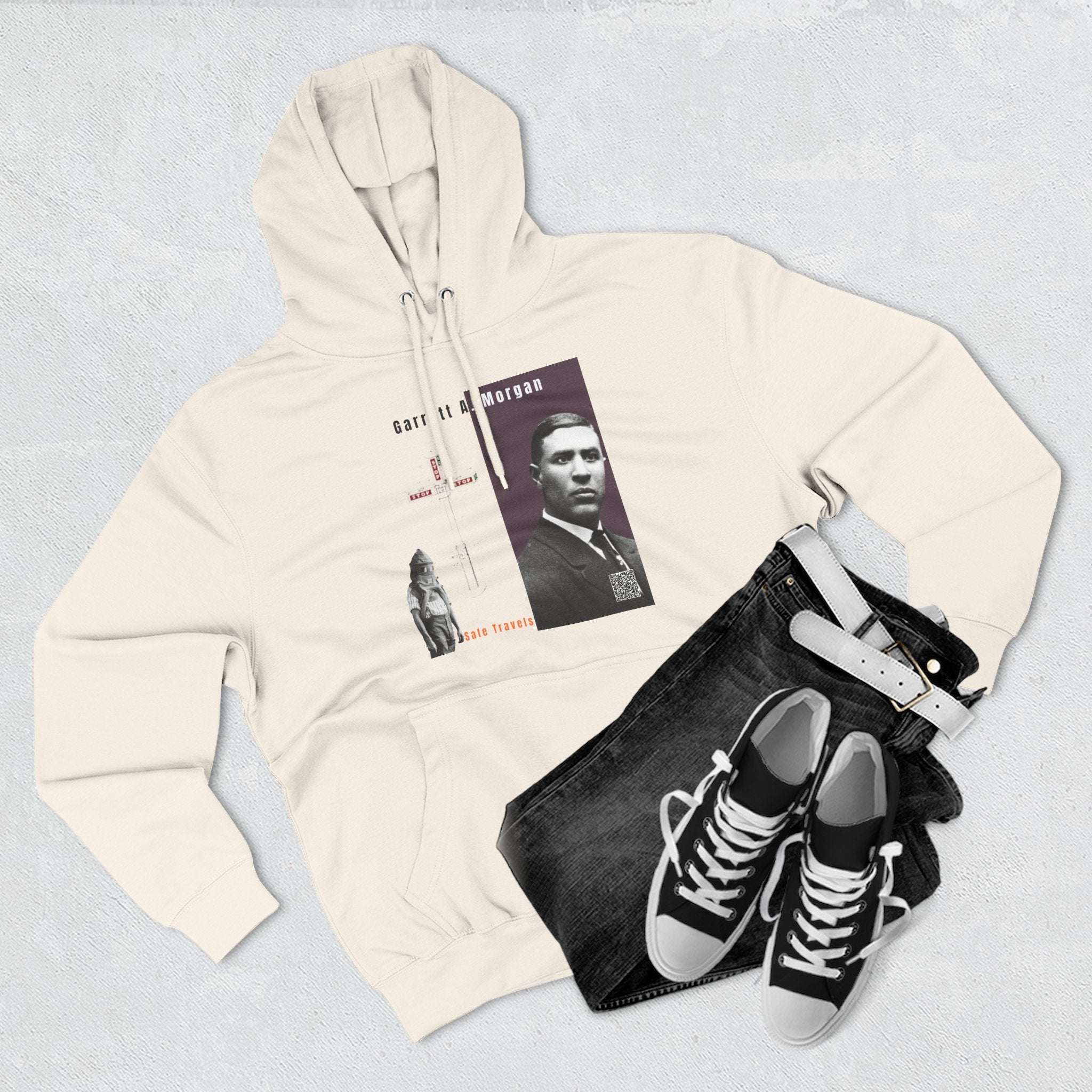 Defend Black Memories: Garrett A. Morgan Three-Panel Historic Black Portrait Hoodie