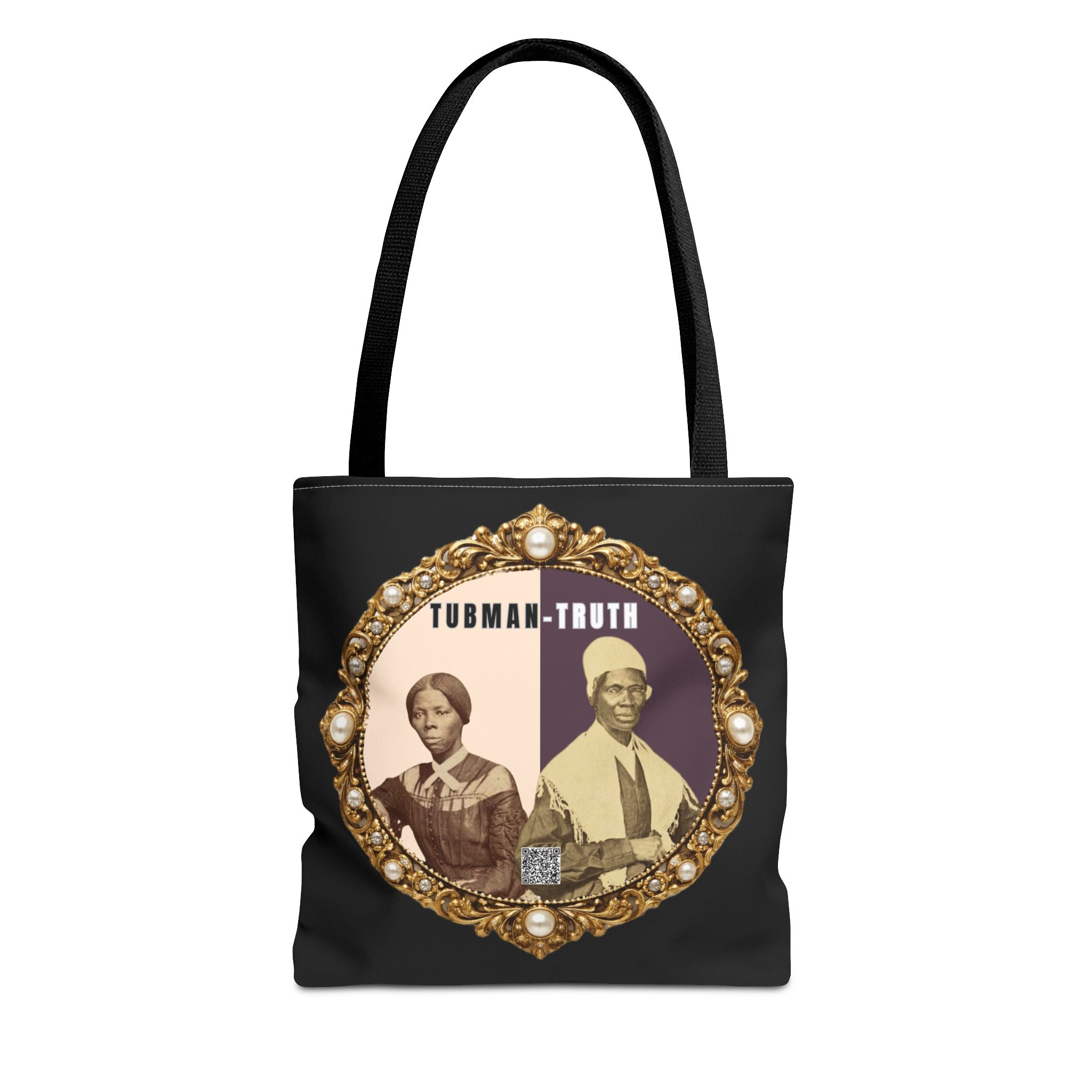 Tubman-Truth Brooch Graphic Tote Bag (Black)
