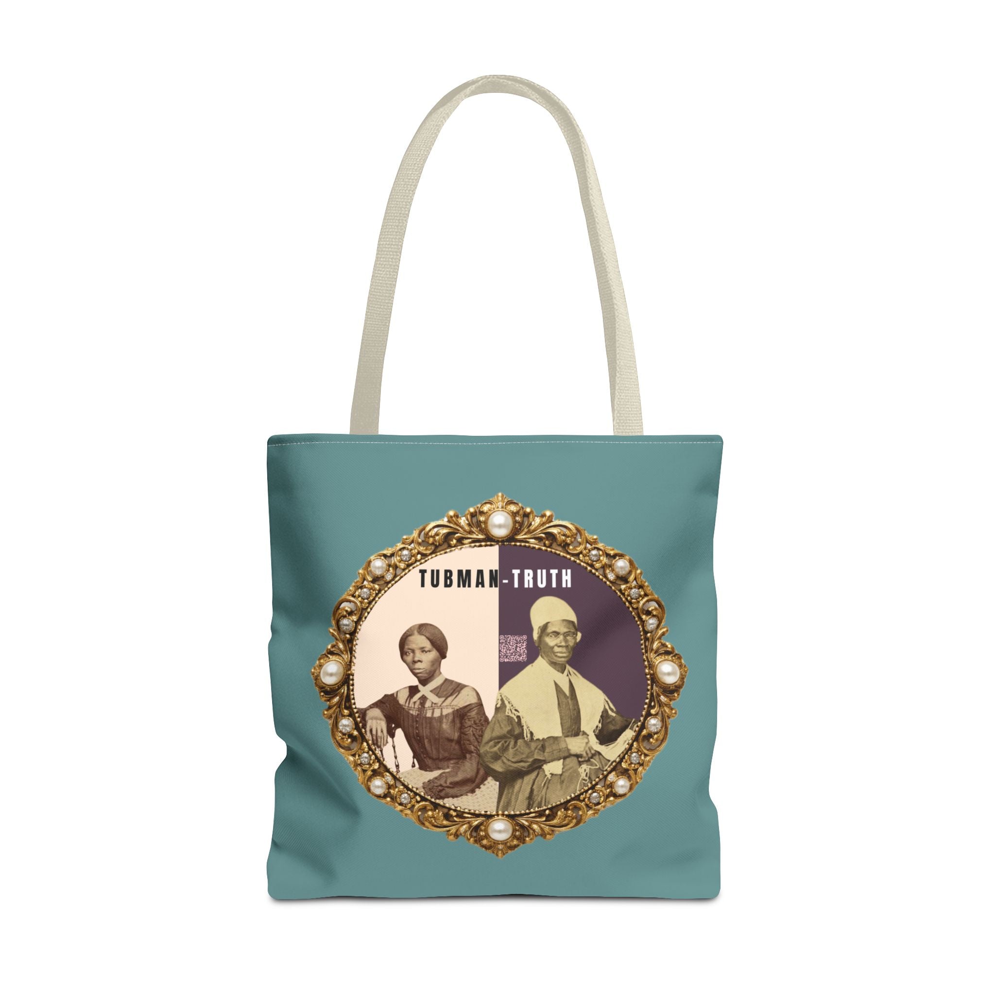 Tubman-Truth Brooch Graphic Tote Bag (Dark Teal)