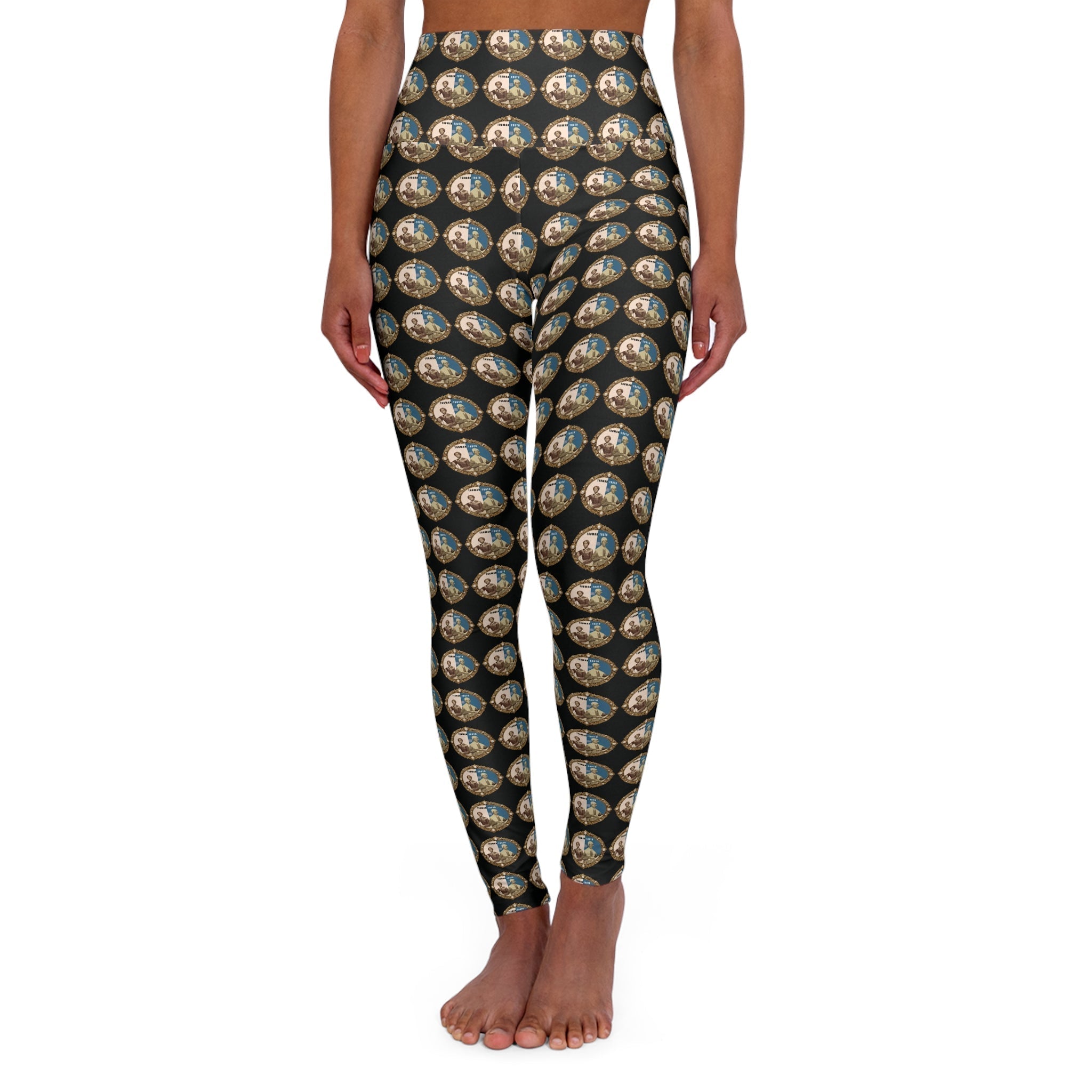 Tubman-Truth Brooch Design, High Waisted Yoga Leggings (Black)