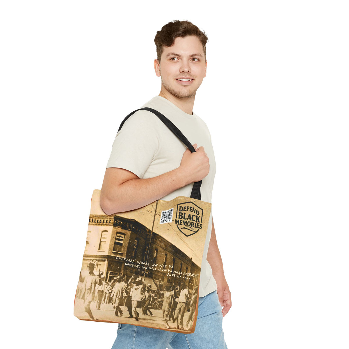 Tulsa Massacre "Hands Up" Tote Bag (Light Brown)