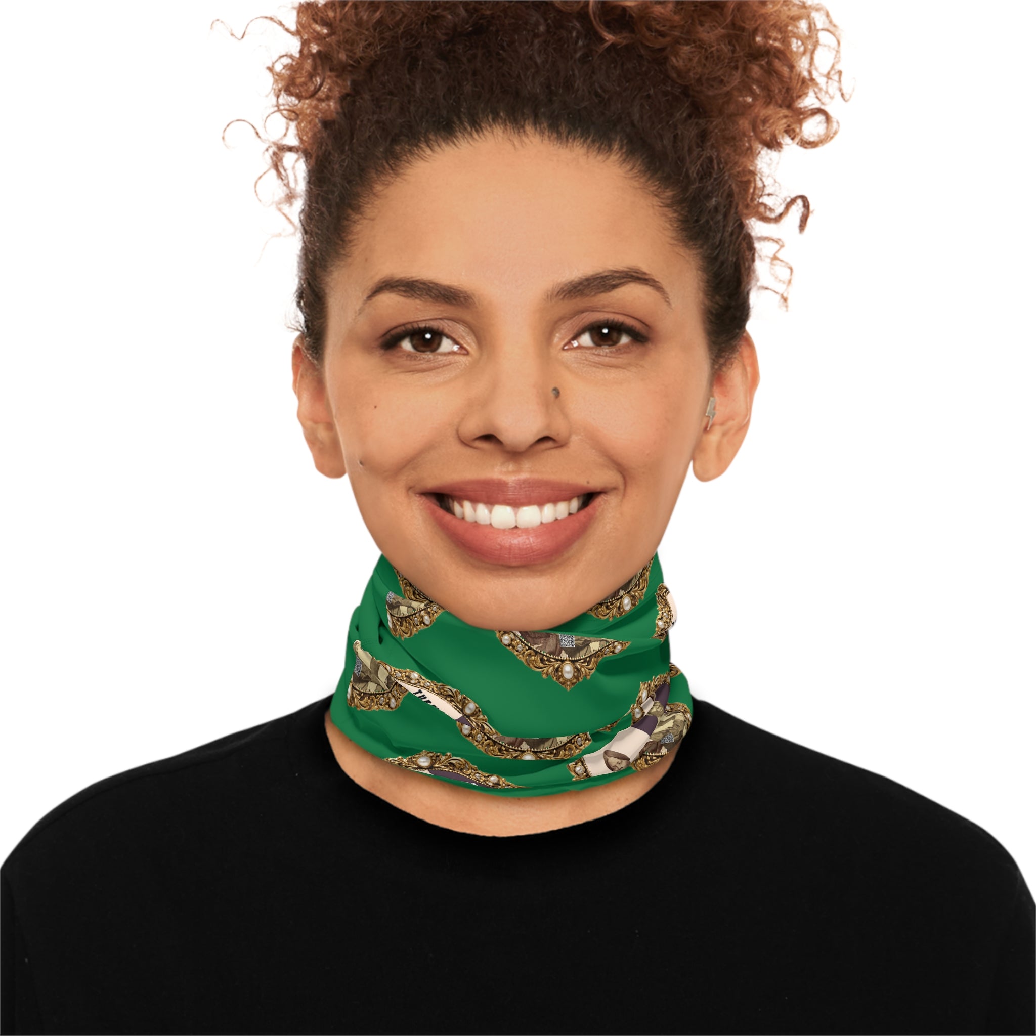 Tubman-Truth Brooch Graphic, Winter Neck Gaiter W/Drawstring (Green)