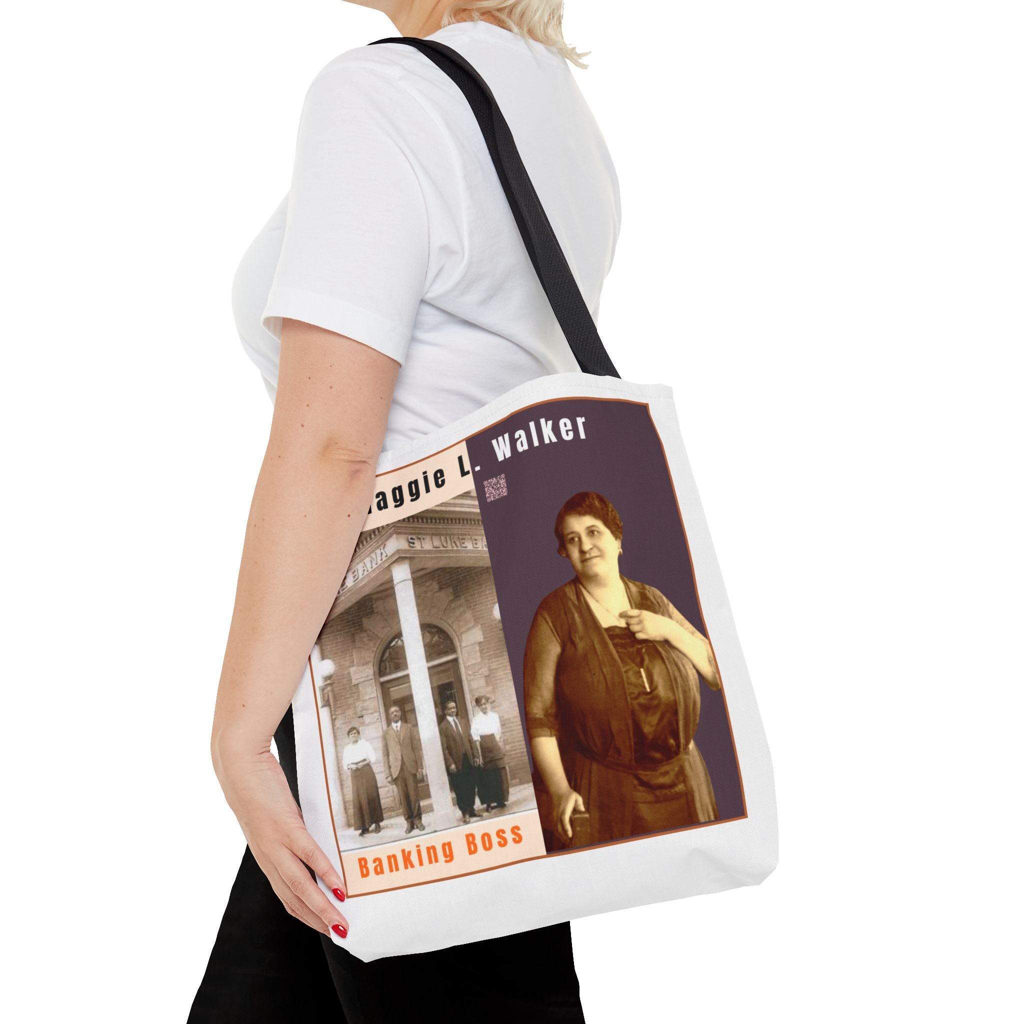 Maggie L. Walker Graphic Tote Bag — Black and Bold Historical Icon Design
