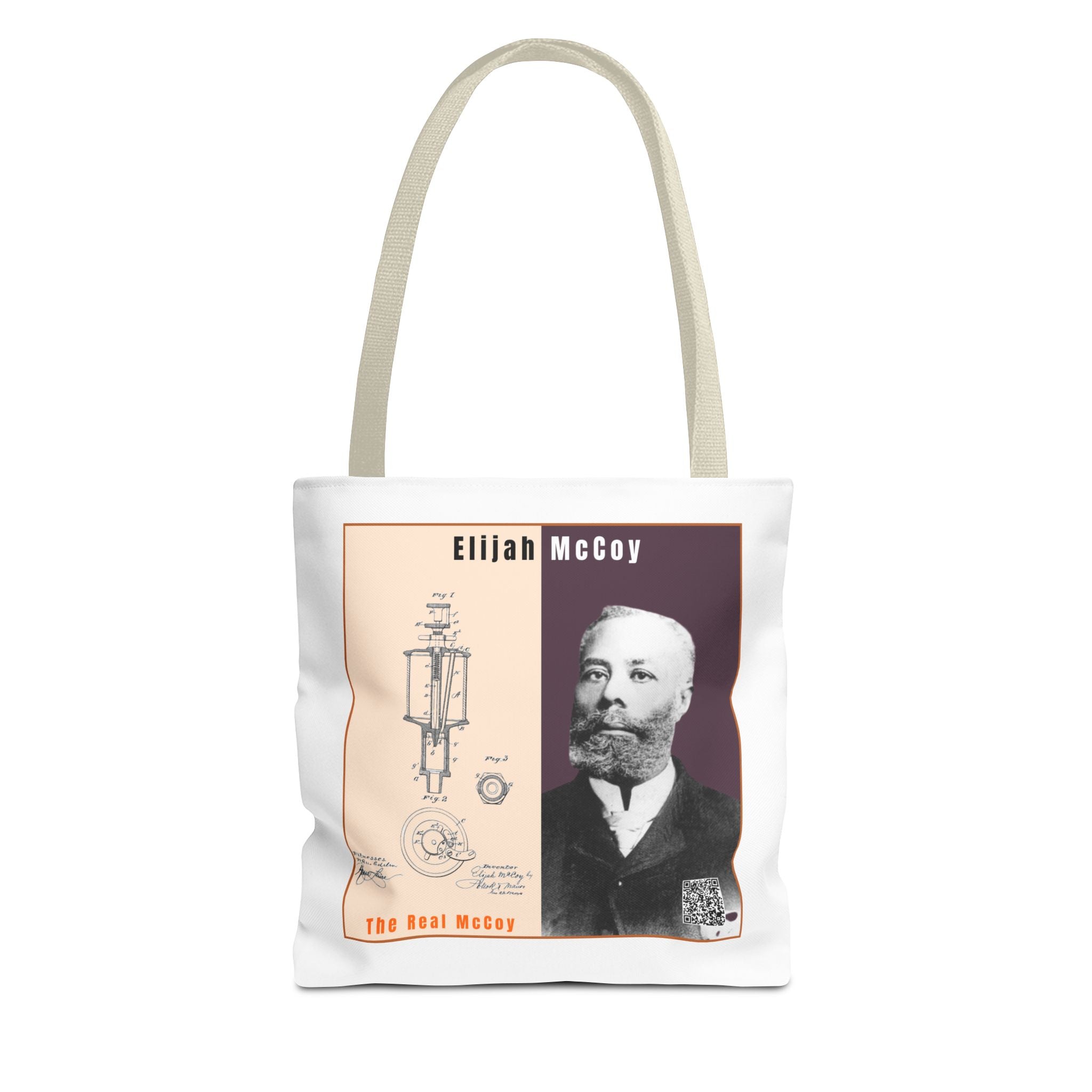 Defend Black Memories: Elijah McCoy Historical Portrait AOP Tote Bag