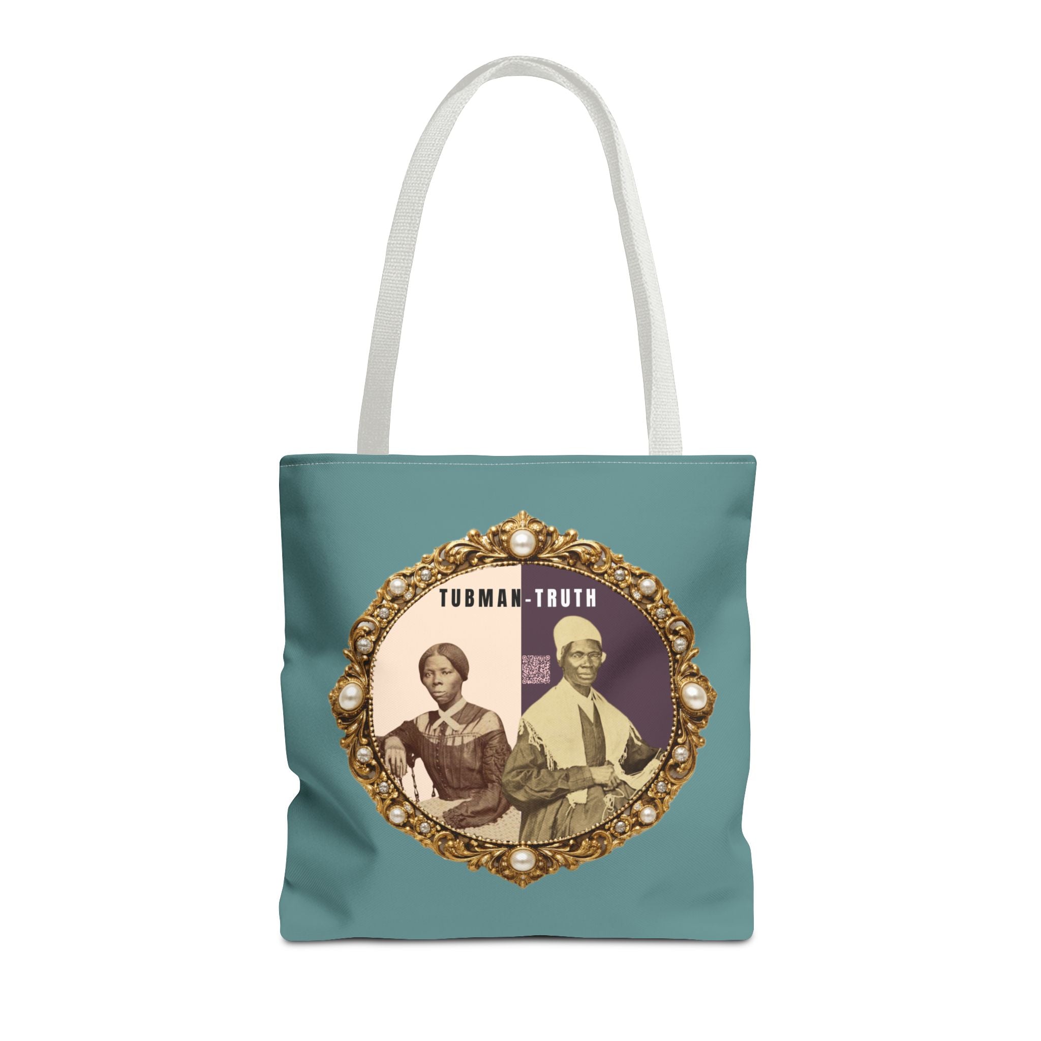 Tubman-Truth Brooch Graphic Tote Bag (Dark Teal)