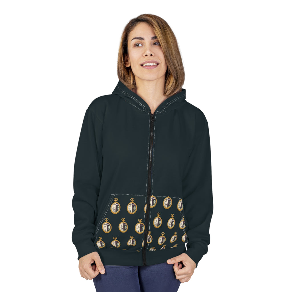 Jan Ernst Matzeliger  AOP Back Graphic, Zip Hoodie-Grey (City Champs)