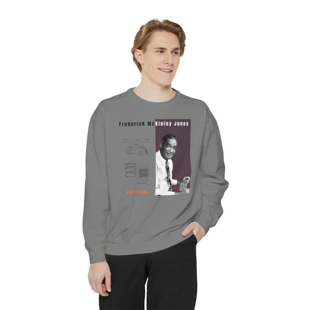 Defend Black Memories:  Frederick McKinley Jones Unisex, Garment-Dyed Tribute Sweatshirt