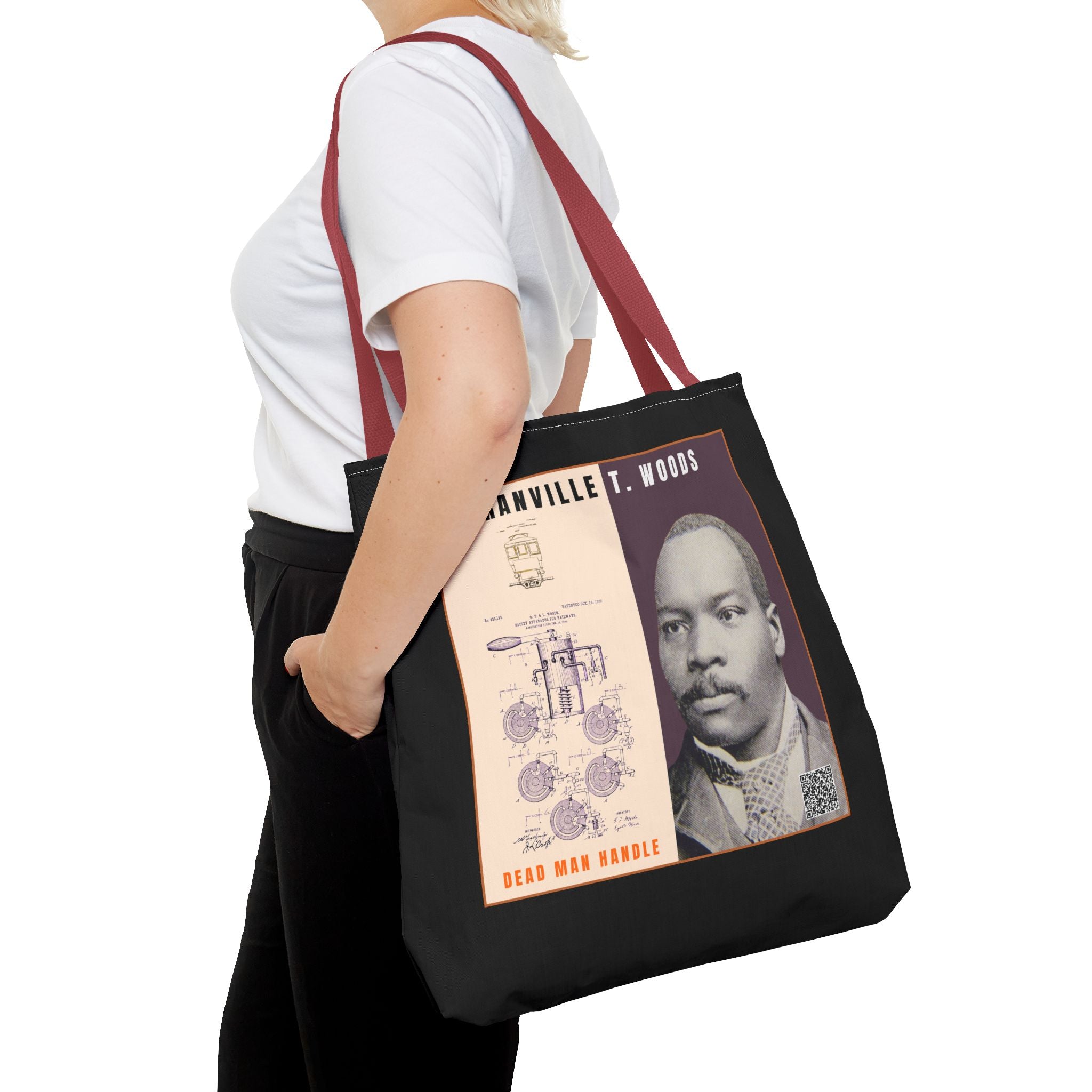 Granville T. Woods Historical Portrait Tote Bag (Black)