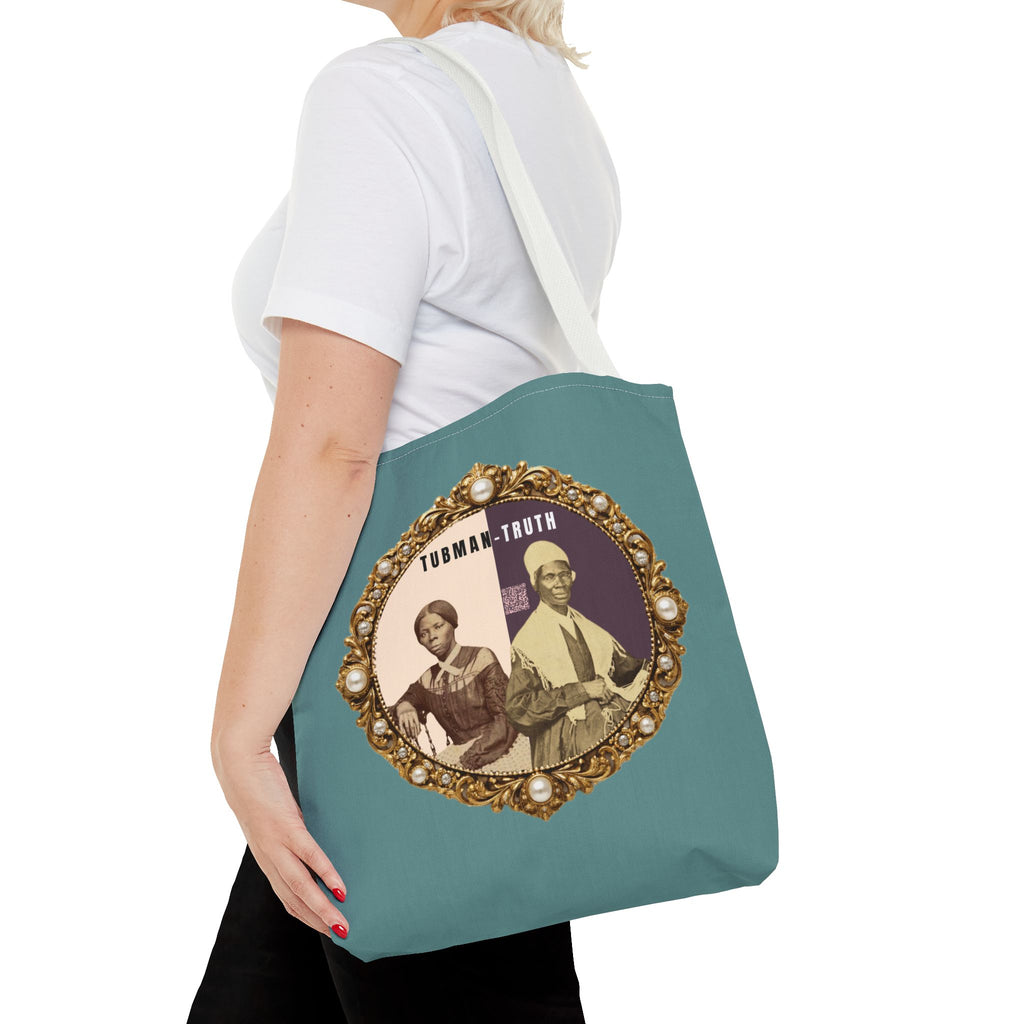 Tubman-Truth Brooch Graphic Tote Bag (Dark Teal)
