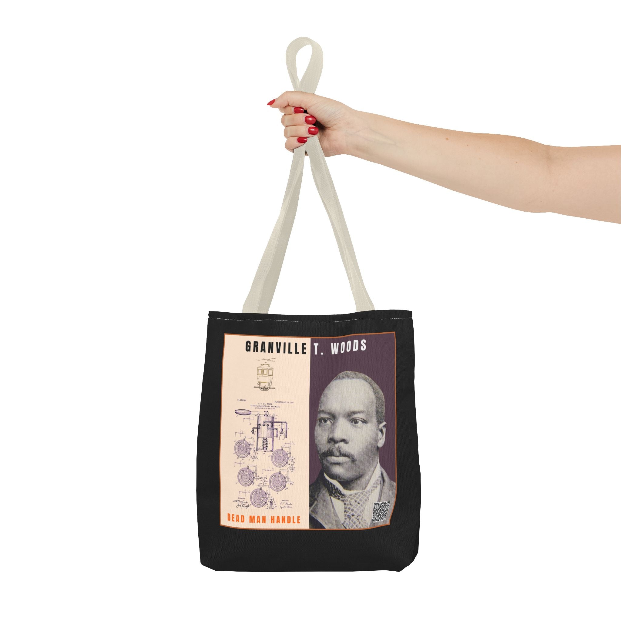 Granville T. Woods Historical Portrait Tote Bag (Black)