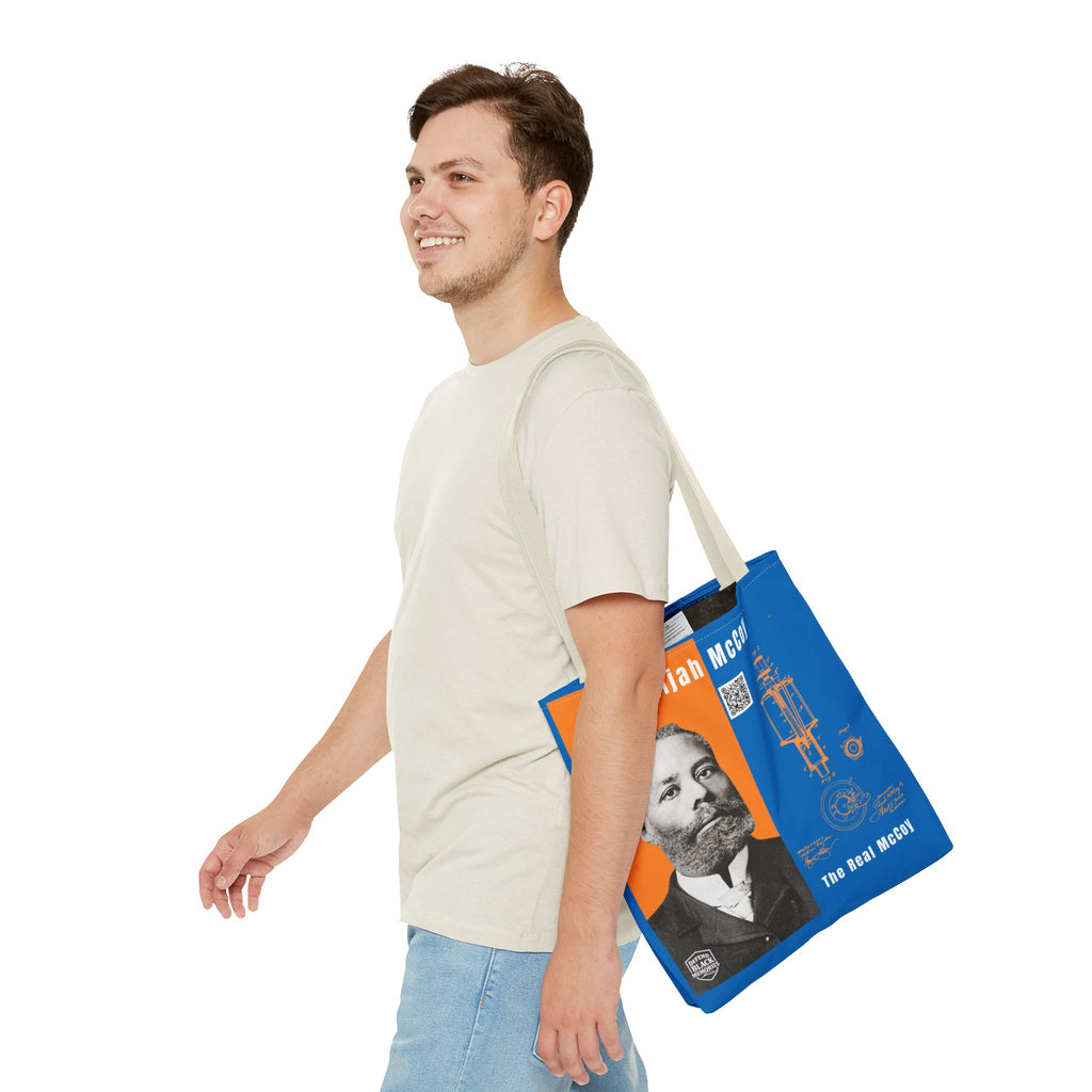 Elijah McCoy 'The Real McCoy' Tote Bag — Inspirational History Tribute (White)