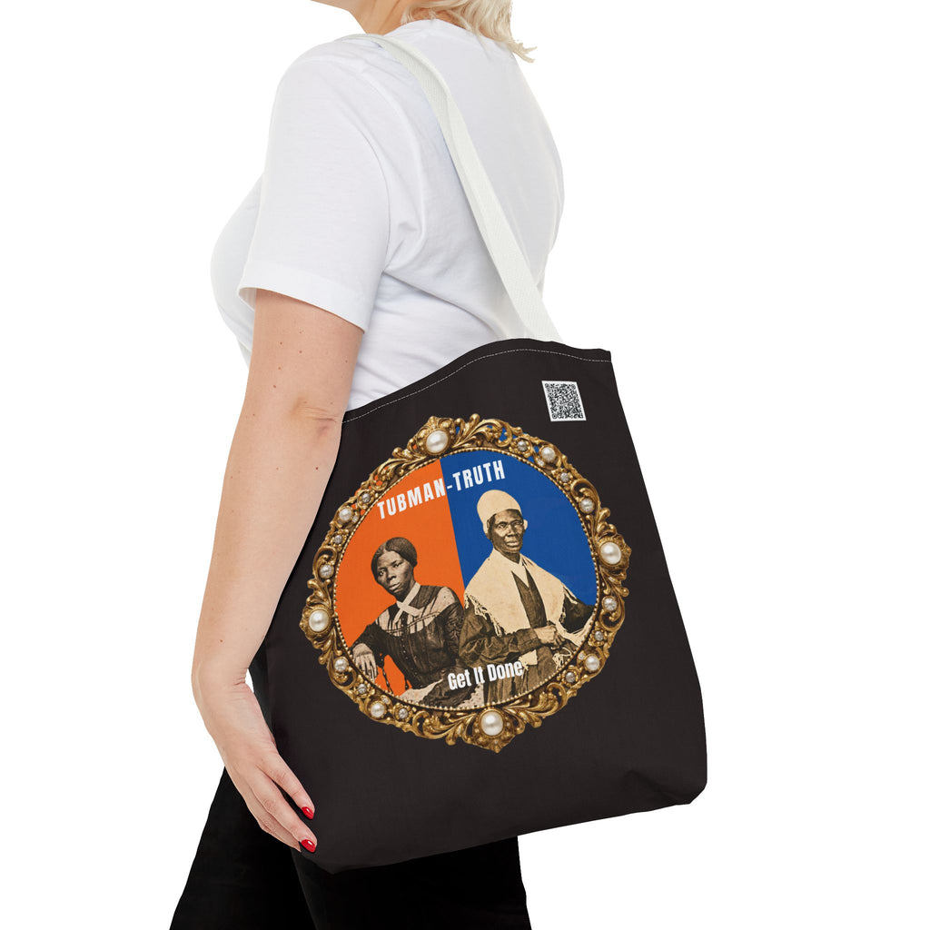 Tubman-Truth Brooch Graphic Tote Bag (Black)