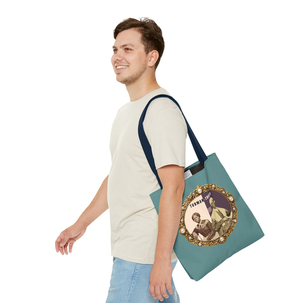 Tubman-Truth Brooch Graphic Tote Bag (Dark Teal)