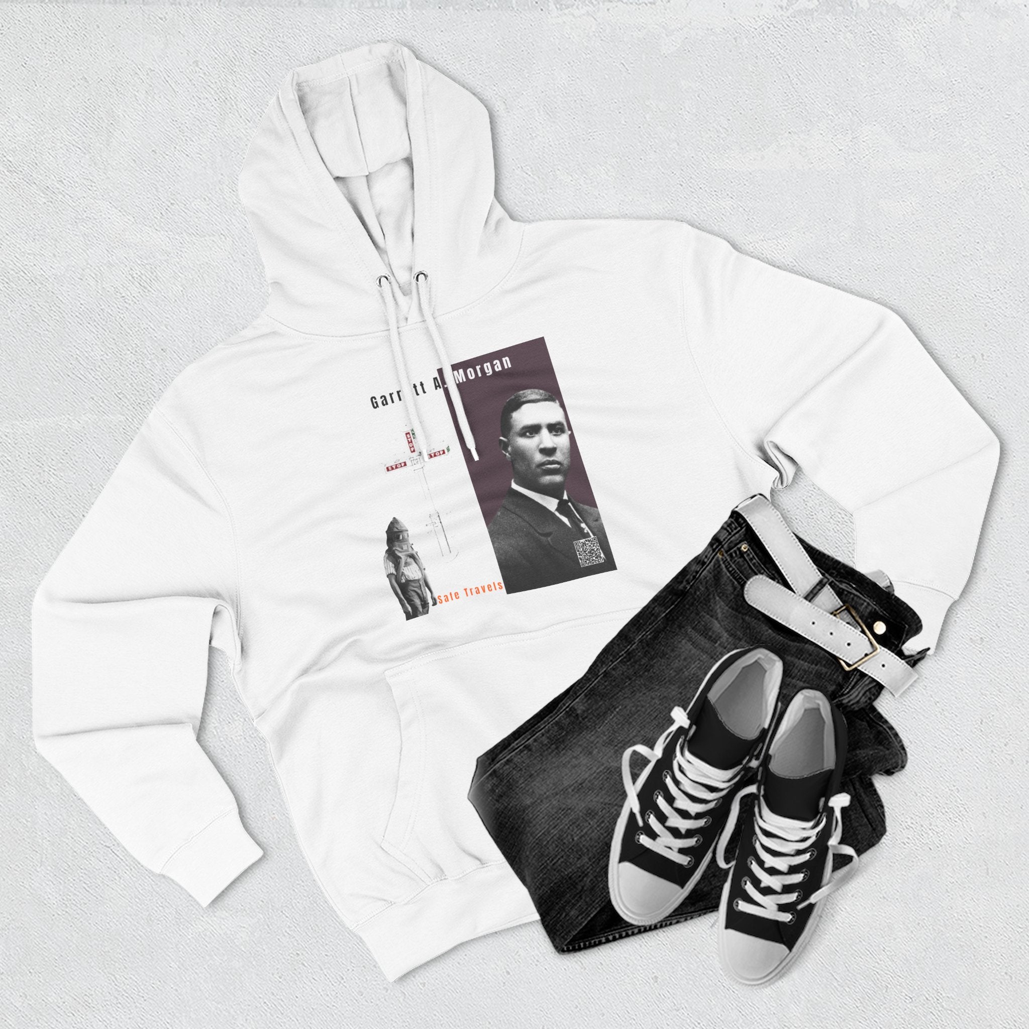 Defend Black Memories: Garrett A. Morgan Three-Panel Historic Black Portrait Hoodie