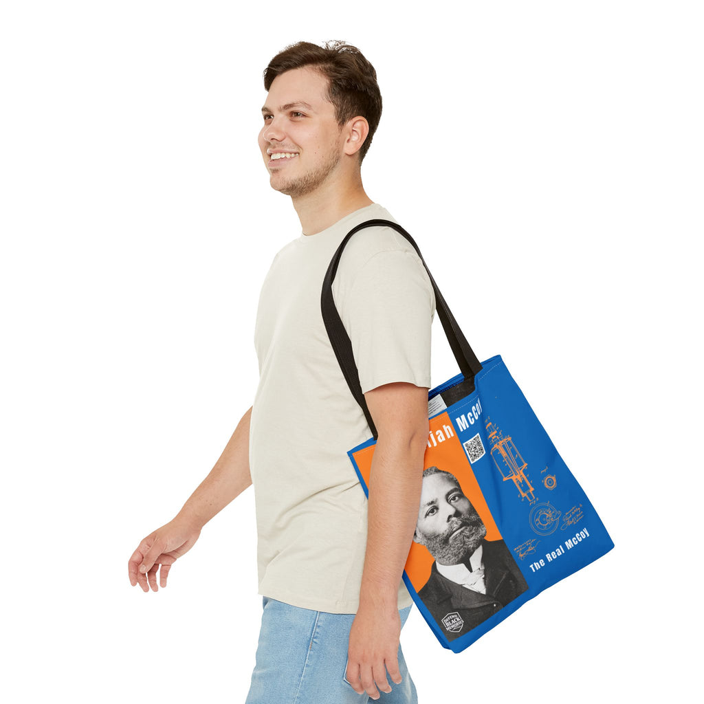 Elijah McCoy 'The Real McCoy' Tote Bag — Inspirational History Tribute (White)
