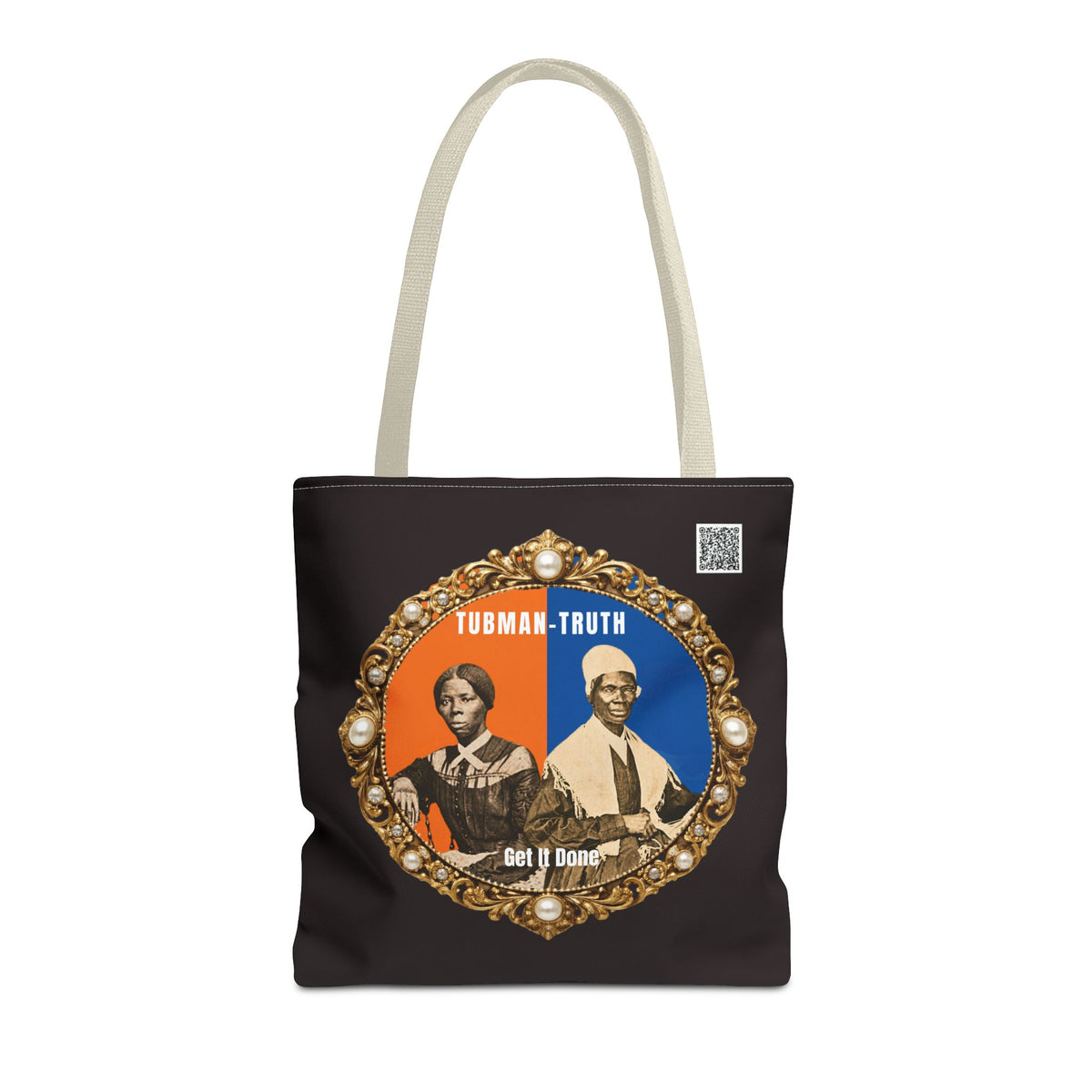 Tubman-Truth Brooch Graphic Tote Bag (Black)