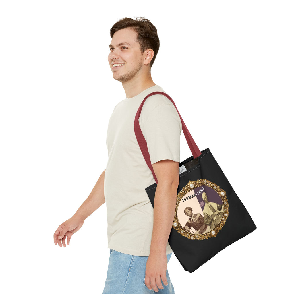 Tubman-Truth Brooch Graphic Tote Bag (Black)