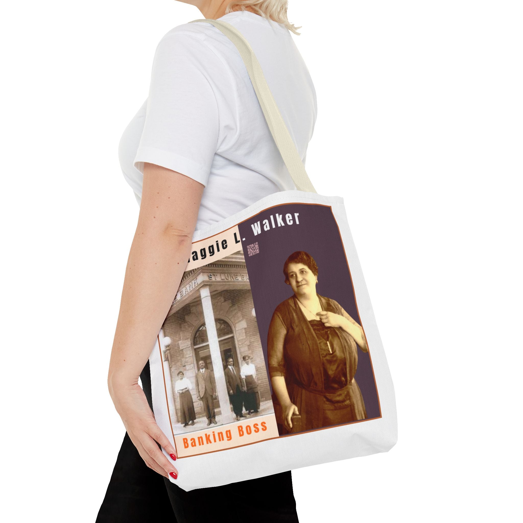 Maggie L. Walker Graphic Tote Bag — Black and Bold Historical Icon Design