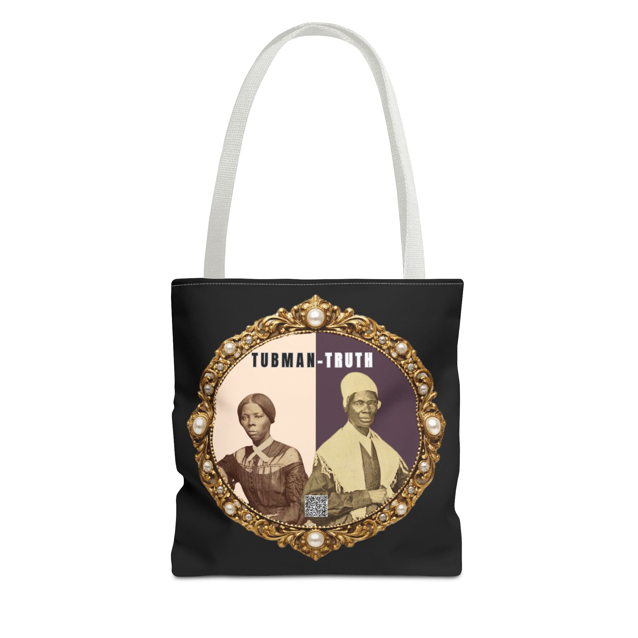 Tubman-Truth Brooch Graphic Tote Bag (Black)