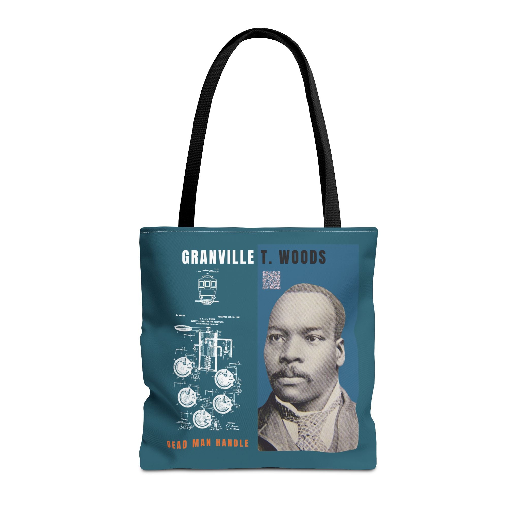 Granville T. Woods Historical Portrait Tote Bag (Turquoise)