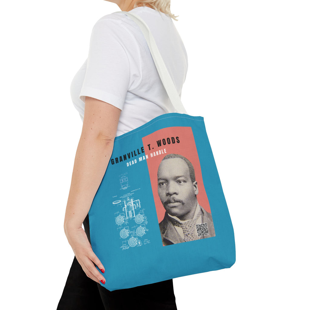 Granville T. Woods Historical Portrait Tote Bag (Turquoise)