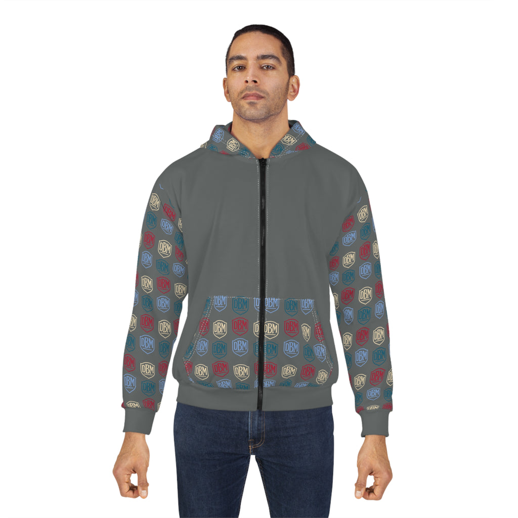 Granville T. Woods, AOP Back Graphic, Zip Hoodie (Grey)