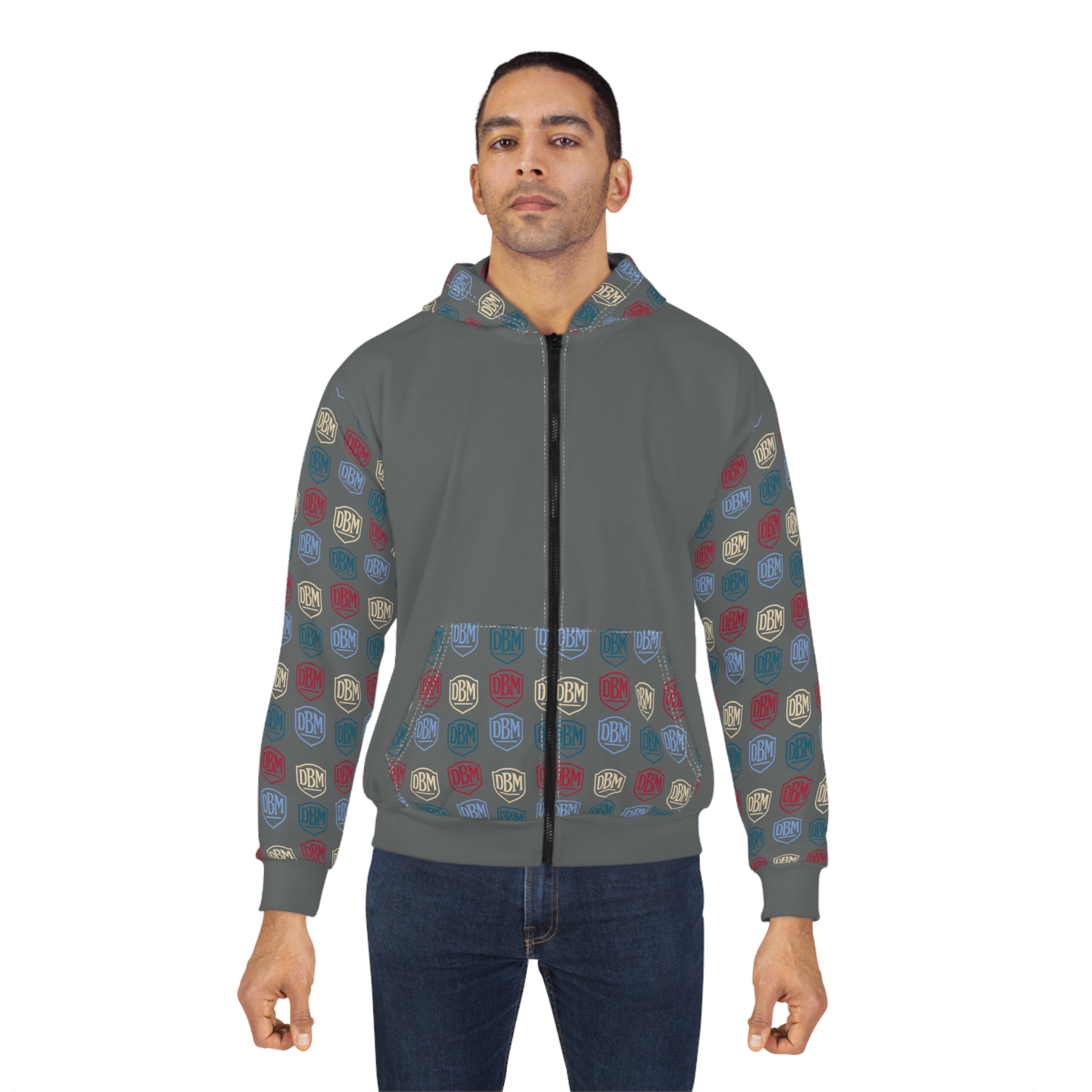 Granville T. Woods, AOP Back Graphic, Zip Hoodie (Grey)
