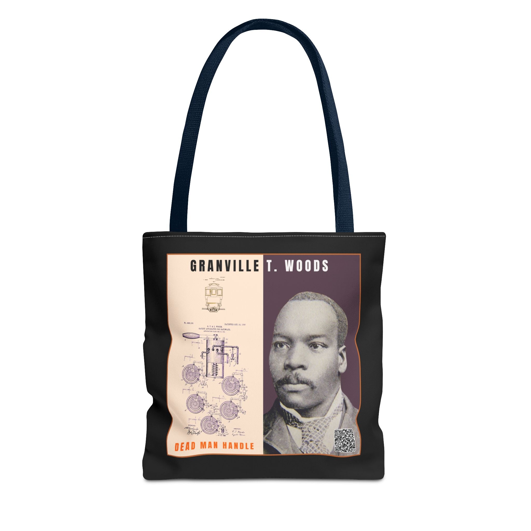 Granville T. Woods Historical Portrait Tote Bag (Black)