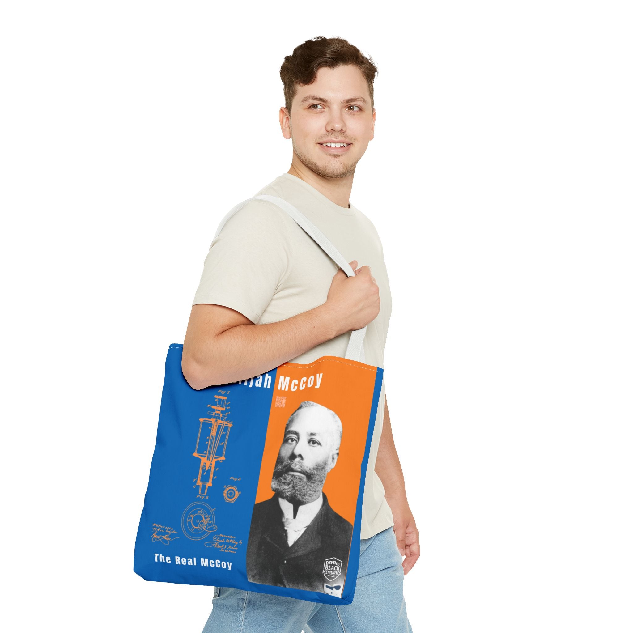 Elijah McCoy 'The Real McCoy' Tote Bag — Inspirational History Tribute (White)