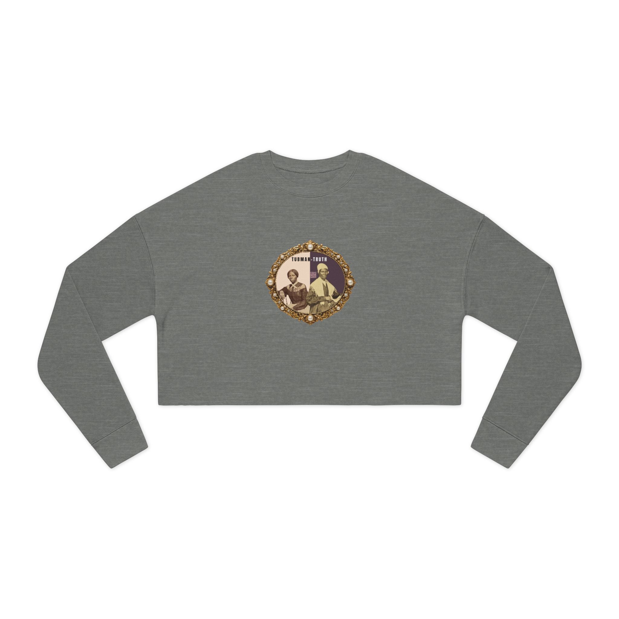 Tubman-Truth, Front Brooch Graphic, Women's Cropped Sweatshirt