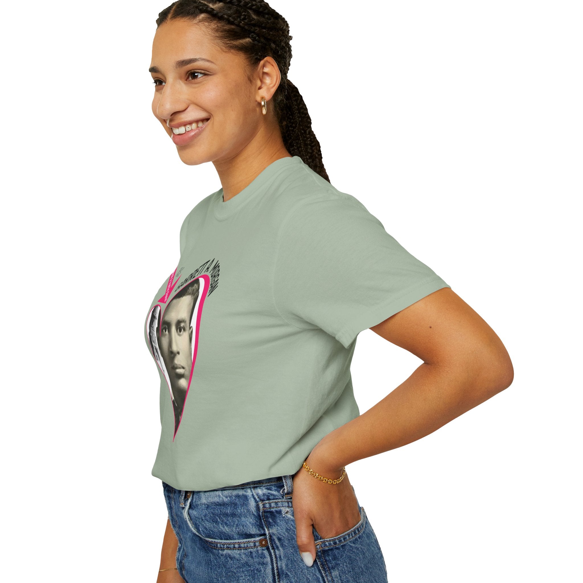 Garrett A. Morgan Oversize Heart Tribute Tee — Inventor of Traffic Signal & Gas Mask with QR Bio