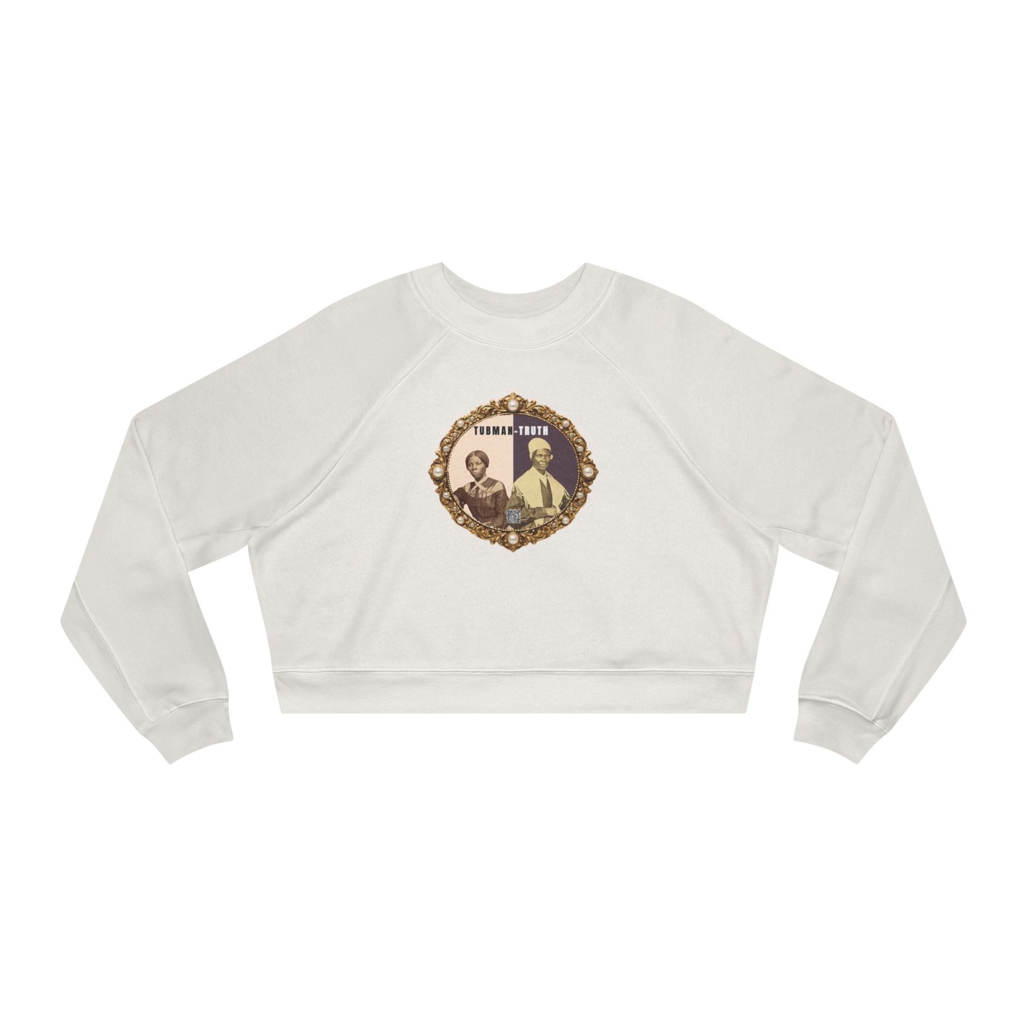 Tubman-Truth, Front Brooch Graphic, Women's Cropped Fleece Pullover