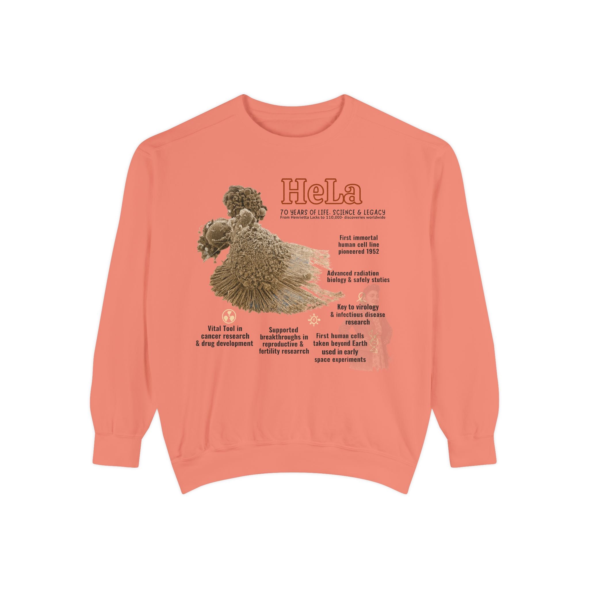 Defend Black Memories: Unisex, HeLa Immortal-Henrietta Lack Garment-Dyed Sweatshirt